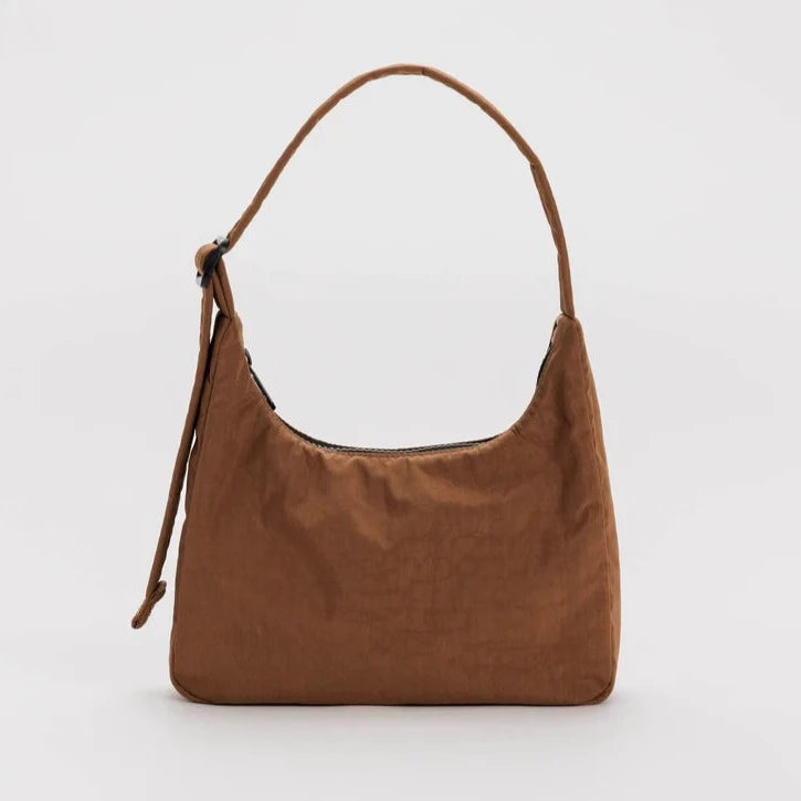 Mini Nylon Shoulder Bag | Brown