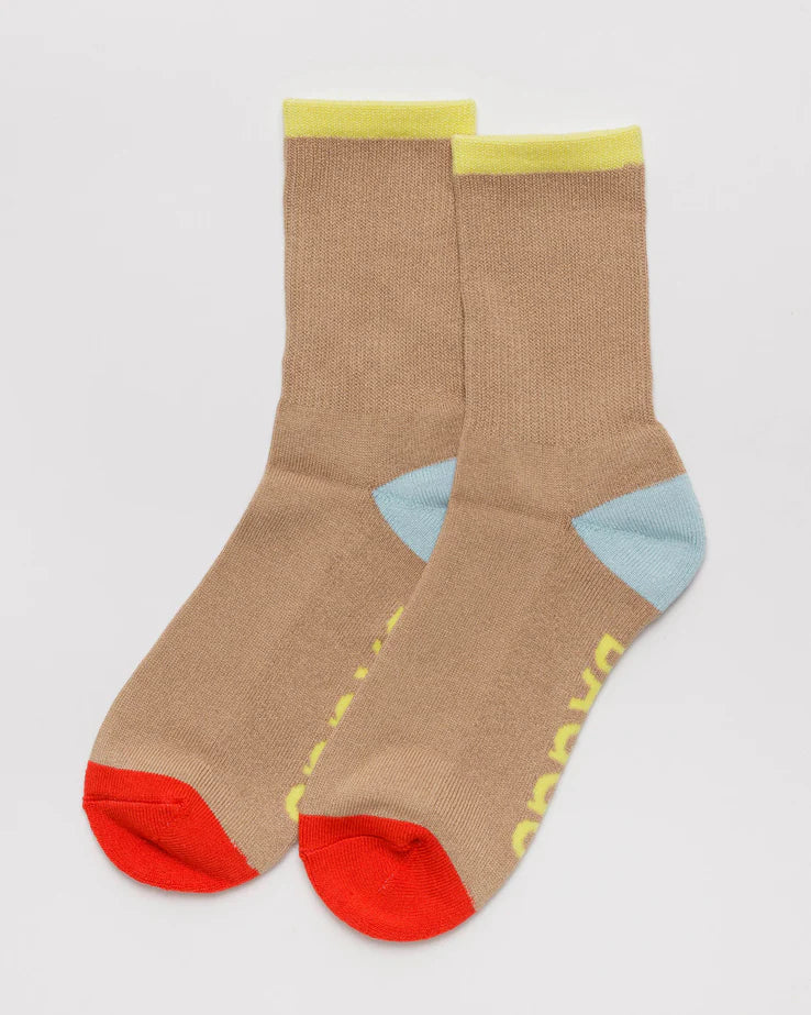 Ribbed Sock Large | Beige Mix