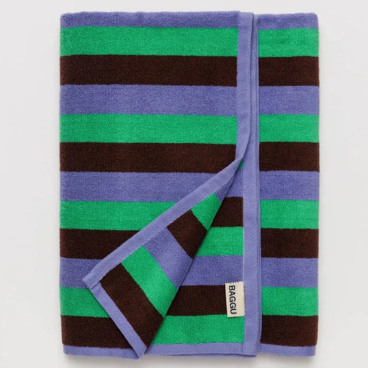 Bath Towel | Mint 90's Stripe