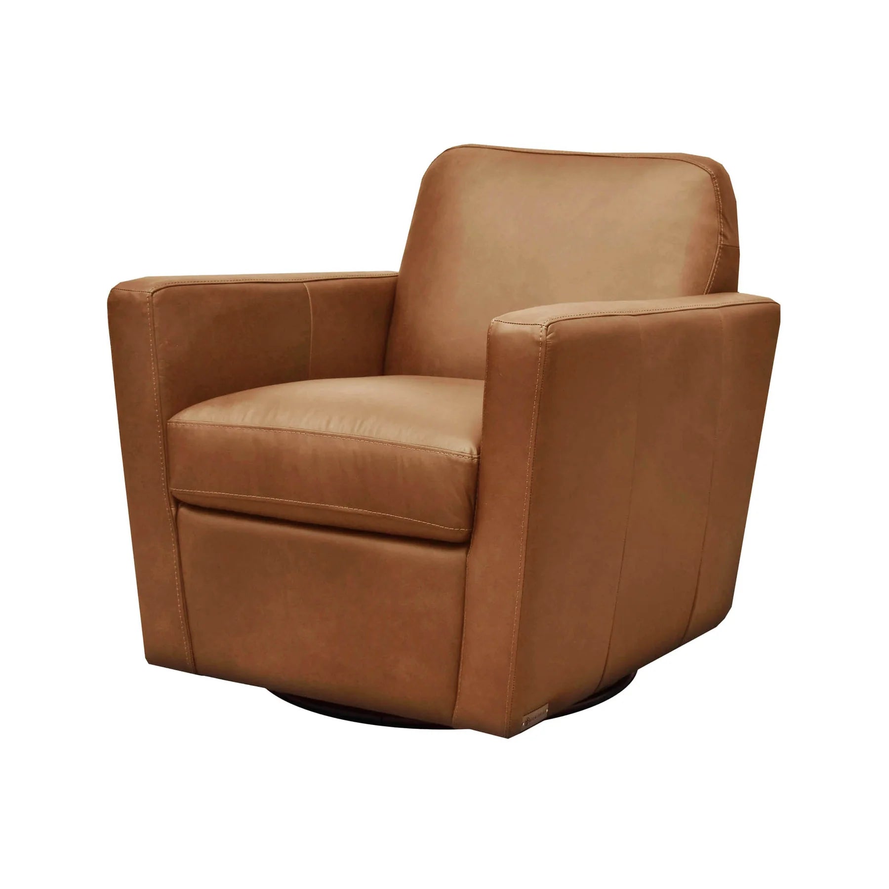 Copper Swivel Cognac Leather Chair