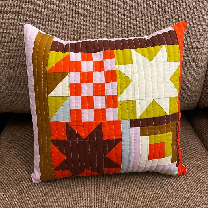 Quilted Geometric Square Pillow V1