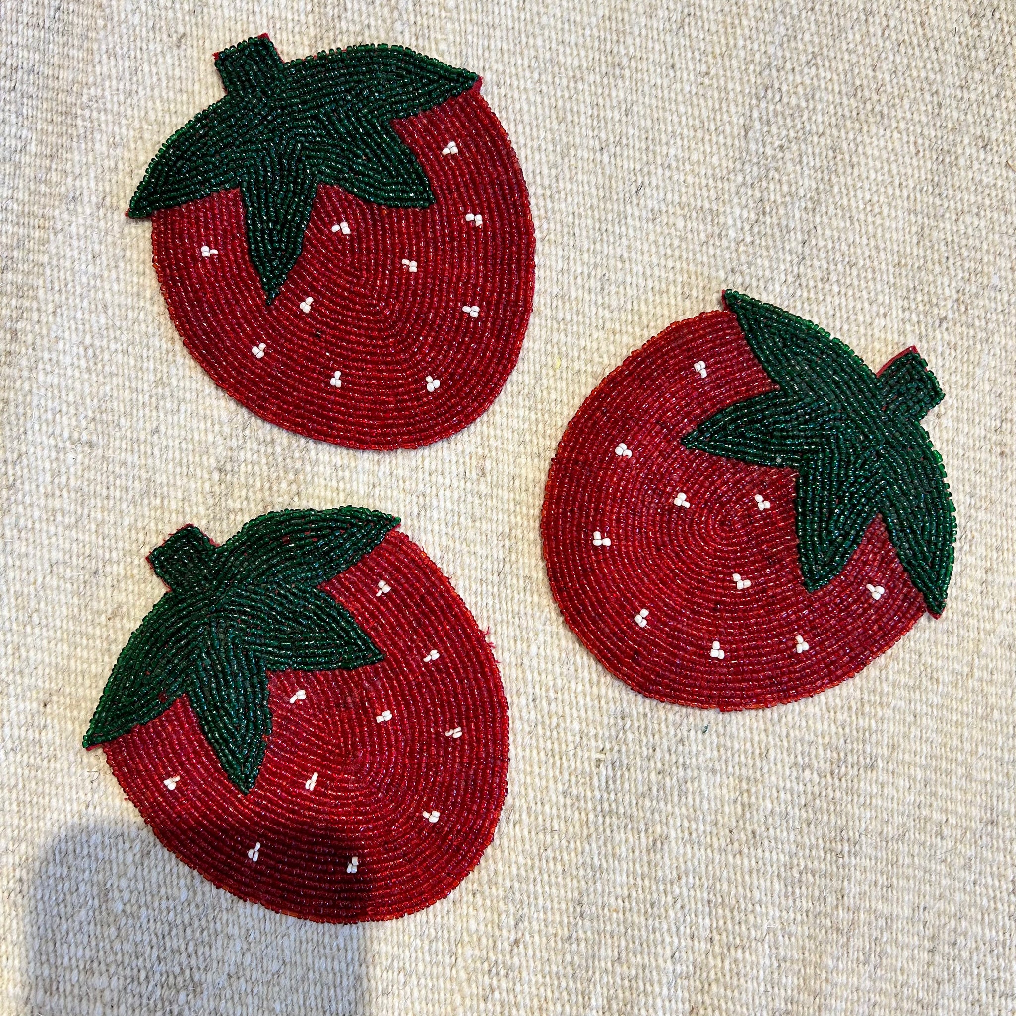 Beaded Strawberry Coasters