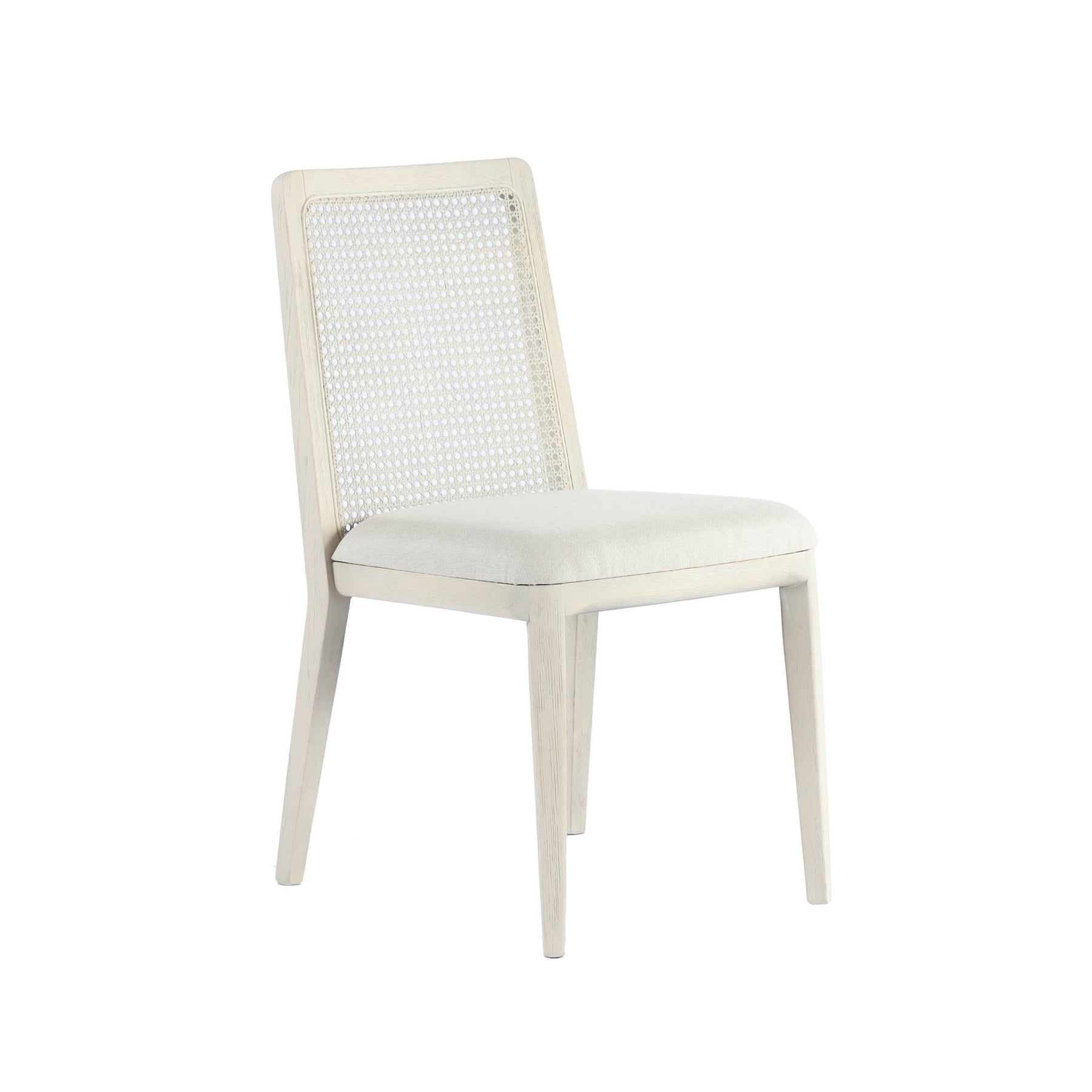 Cane Dining Chair- Oyster Linen with White Legs