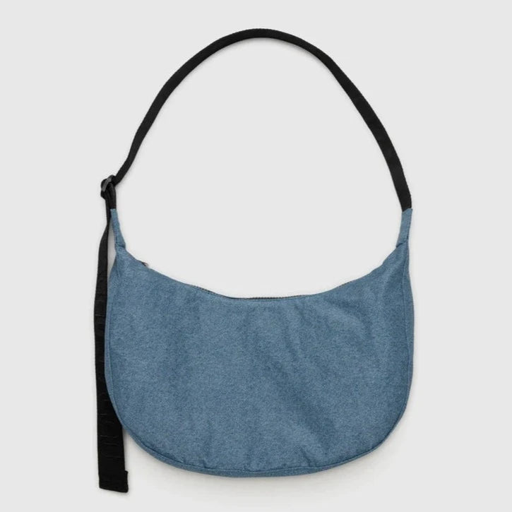Medium Nylon Crescent Bag | Digital Denim