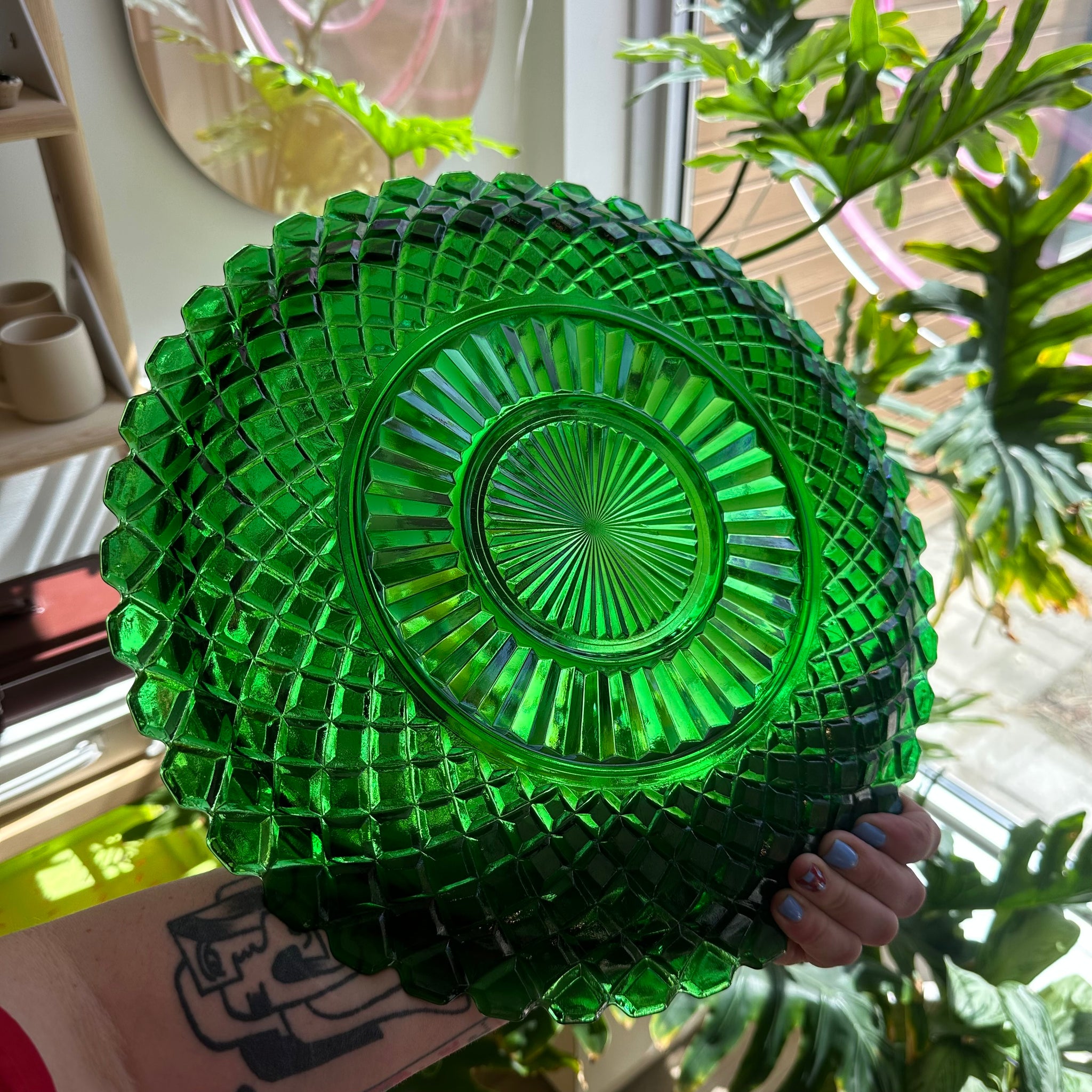 Green Glass Platter