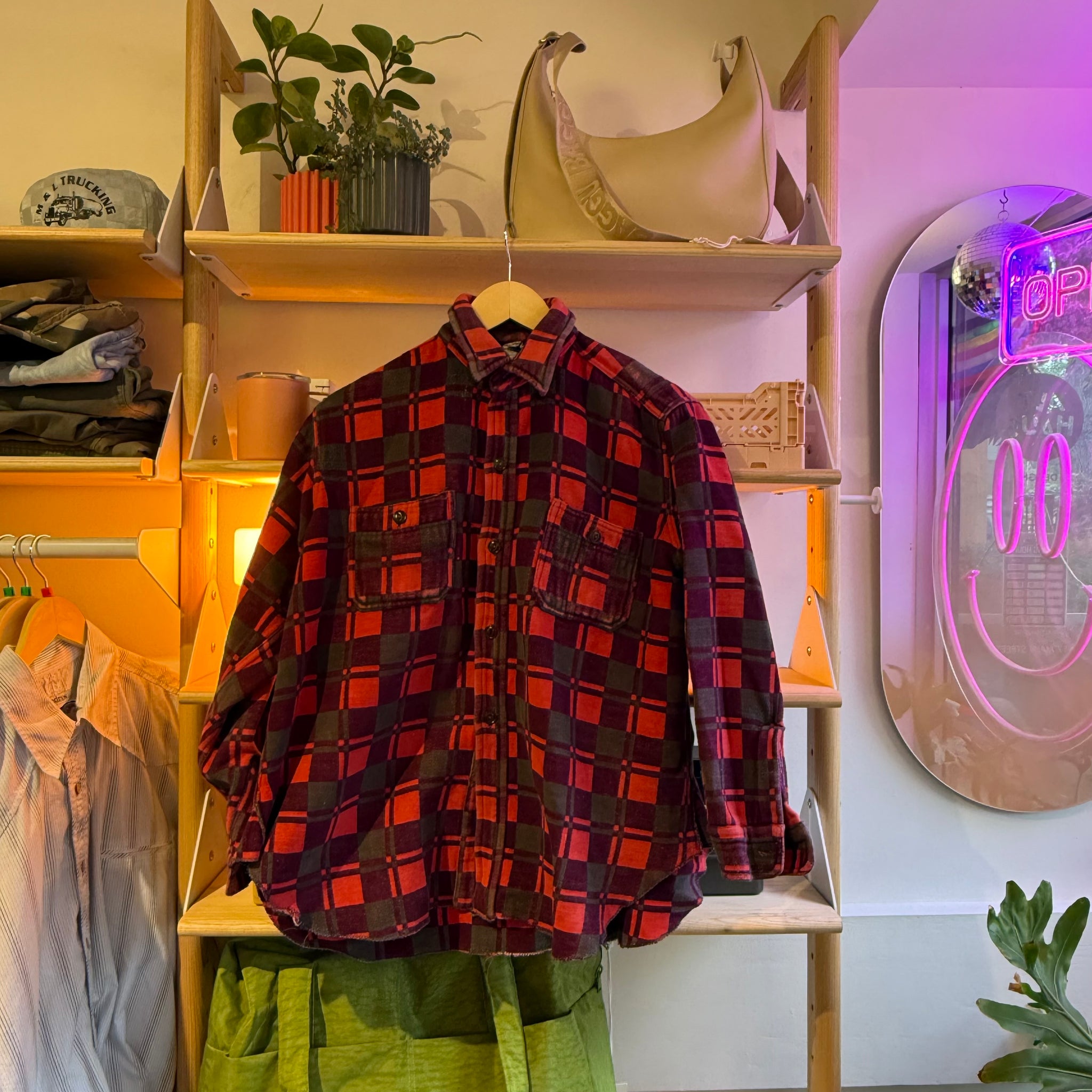 60's Vintage Flannel Button Up | L