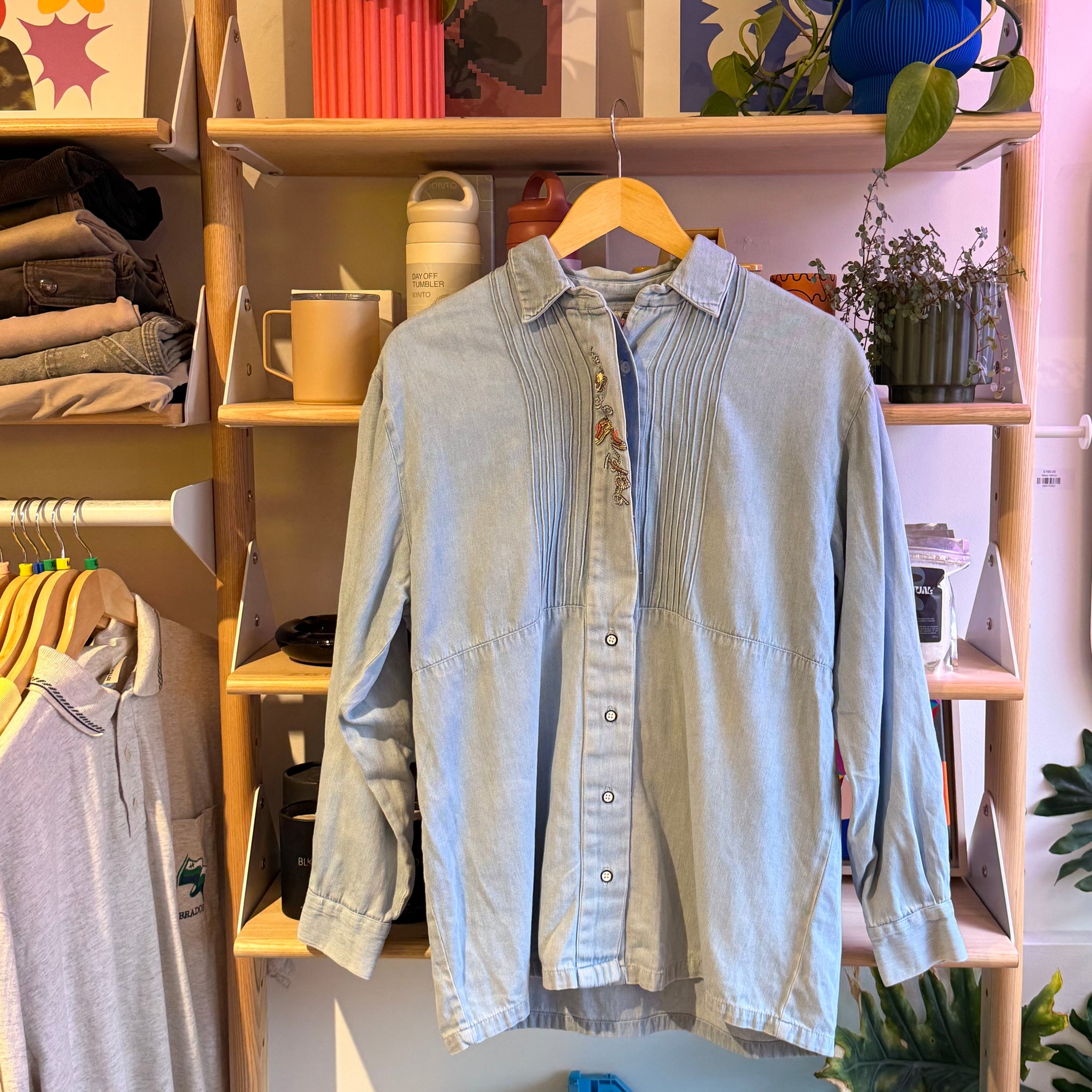 Denim Button Up with Embroidery | M