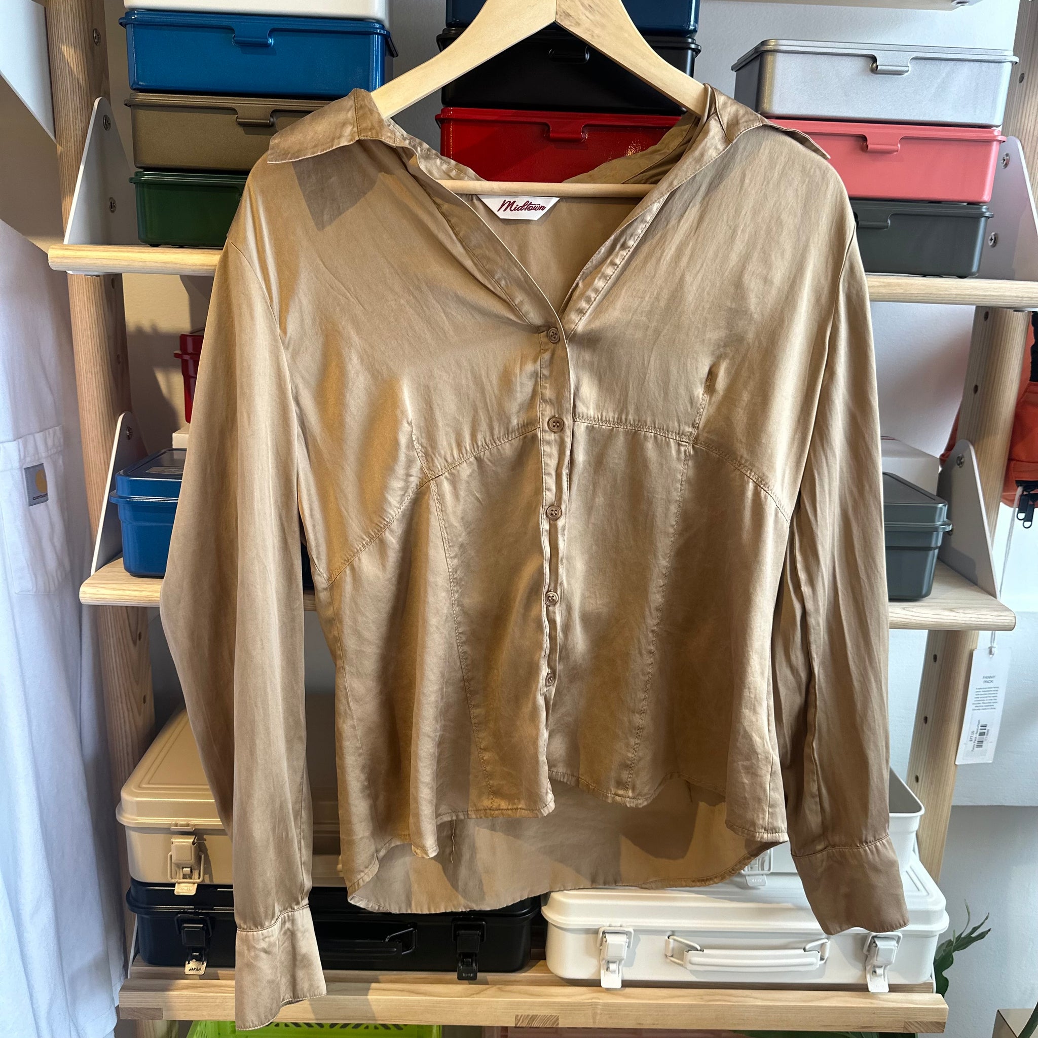 Beige Silk Button Up | L