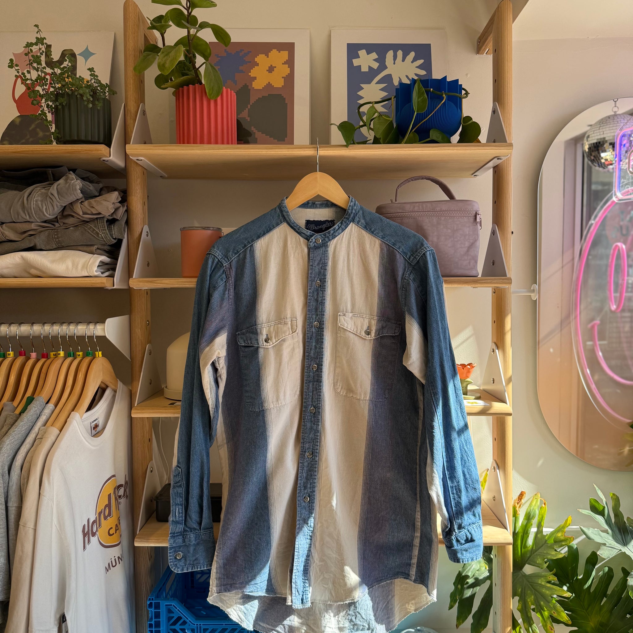 Denim Striped Western Button Up | M