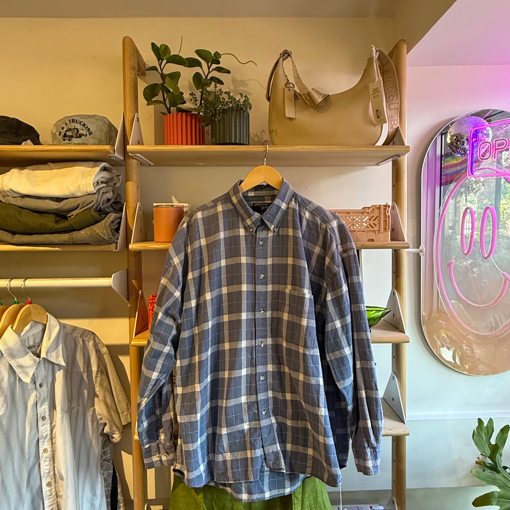 Blue Plaid Button Up | 2XL