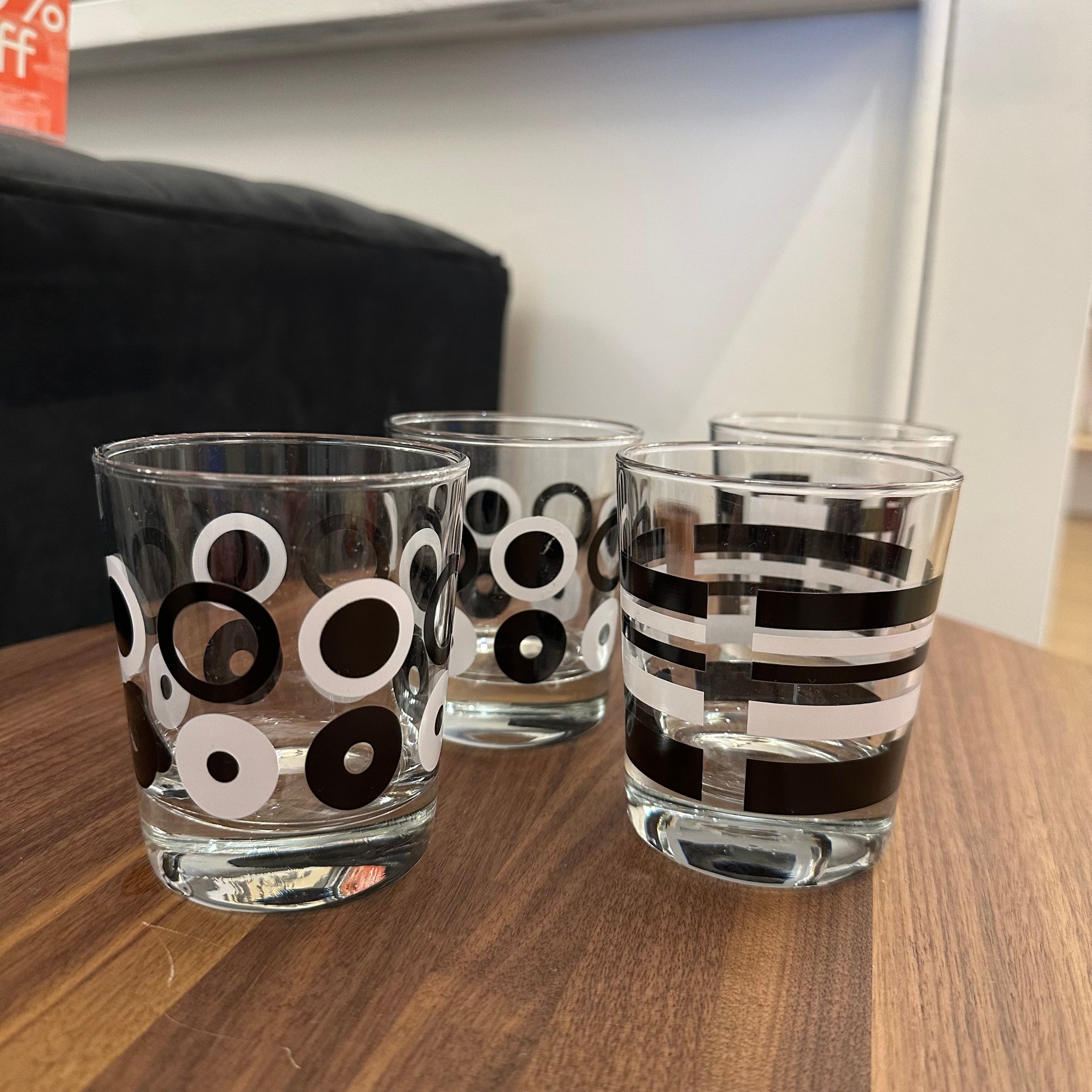 Mid Mod Geometric Glasses | Set of 4