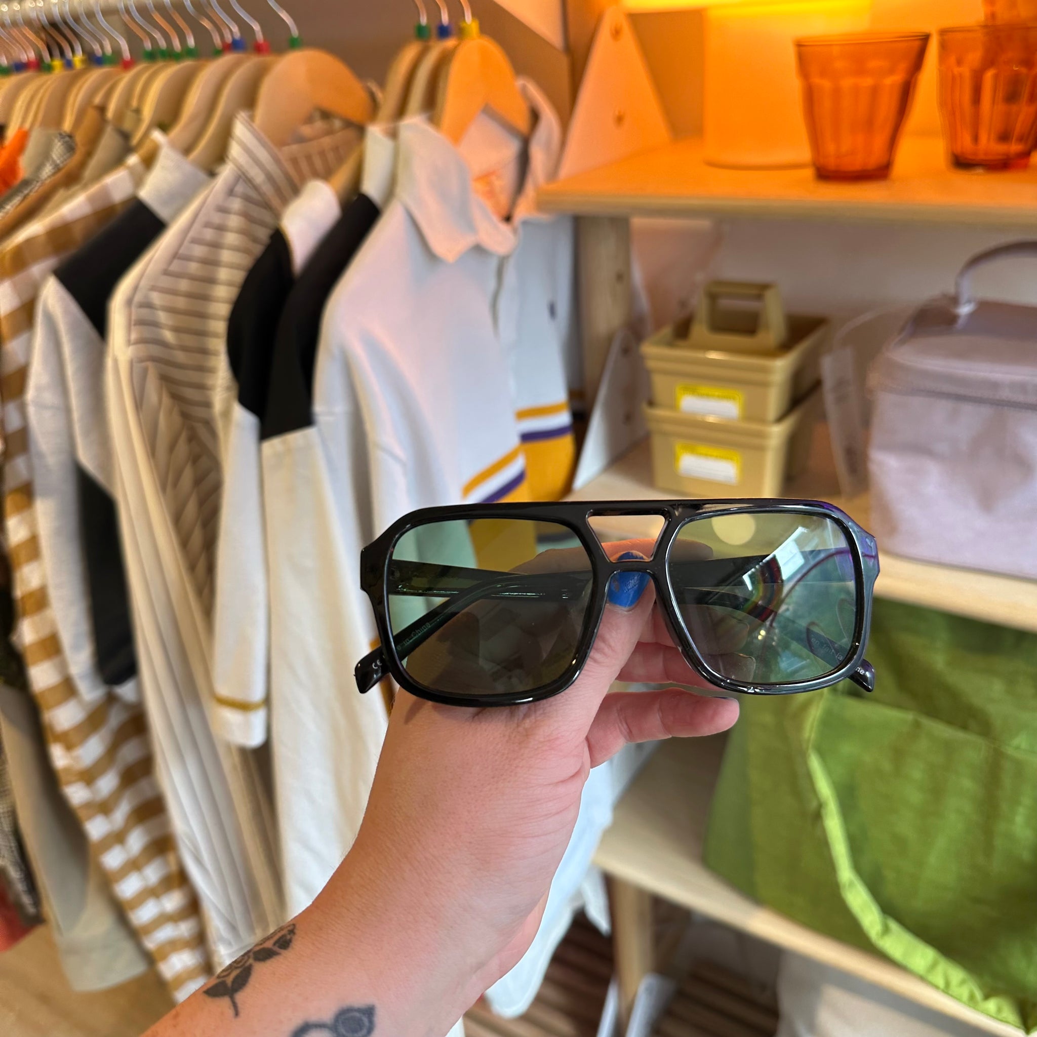 Aviator Sunglasses with Green Lenses