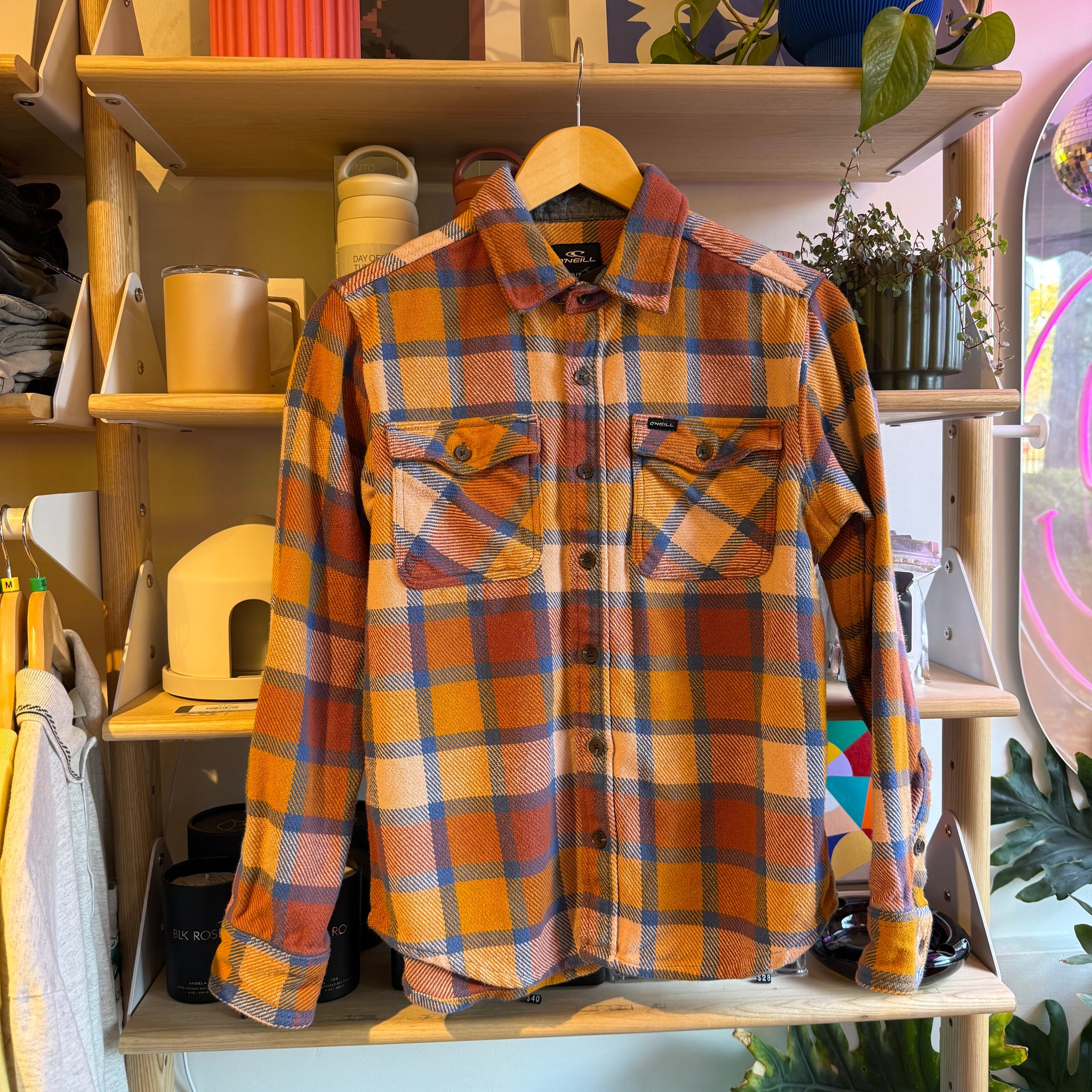 Orange Plaid Button Up | S