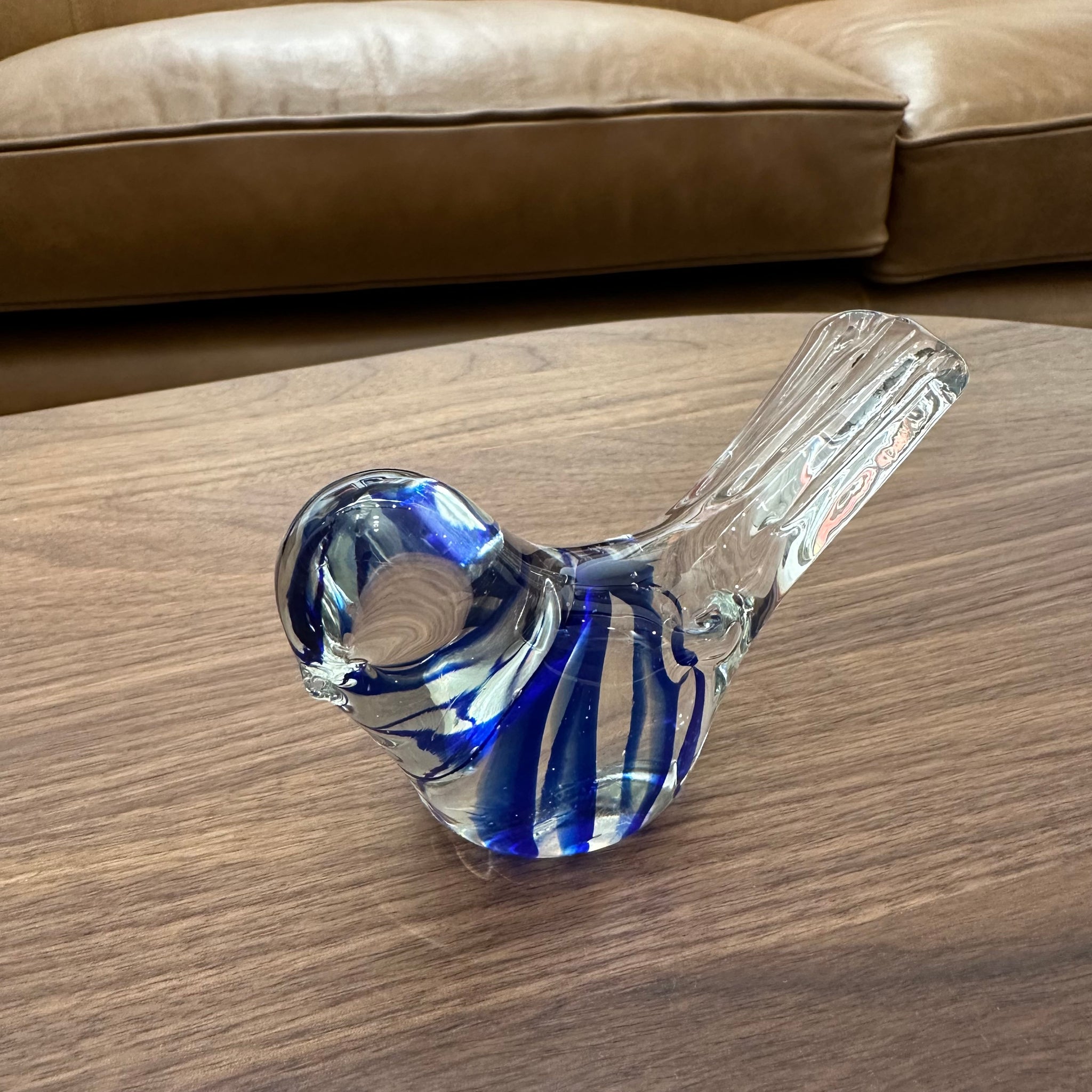Art Glass Blue Bird Paper Weight