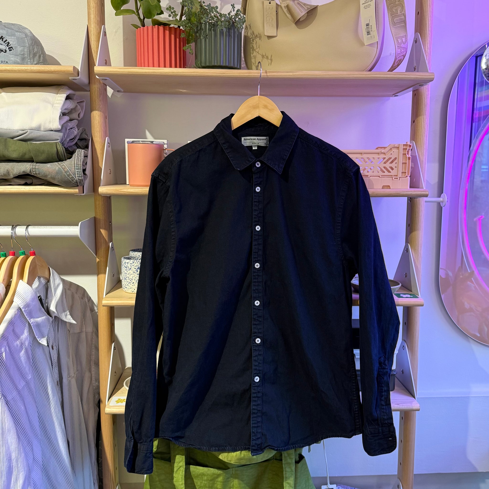 Black Denim Button Up | XL