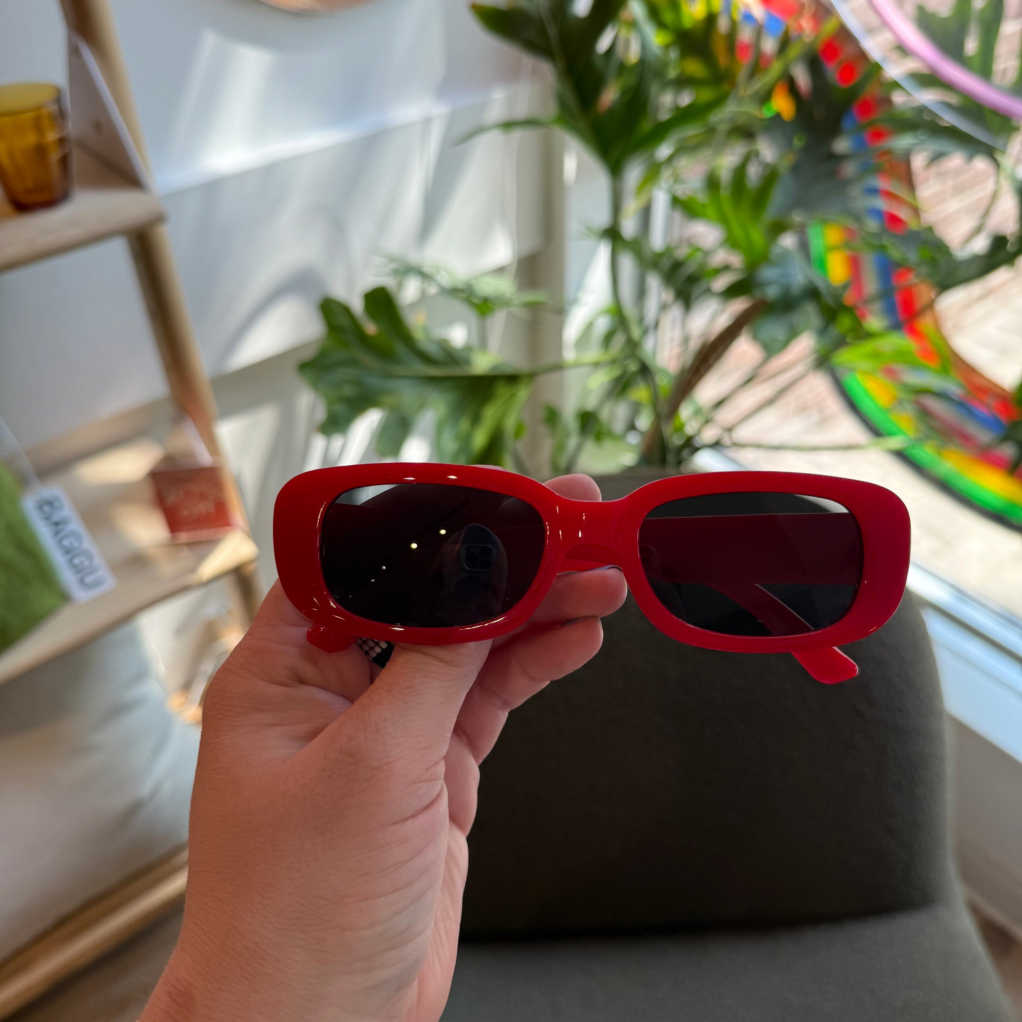 Red Slim Sunglasses