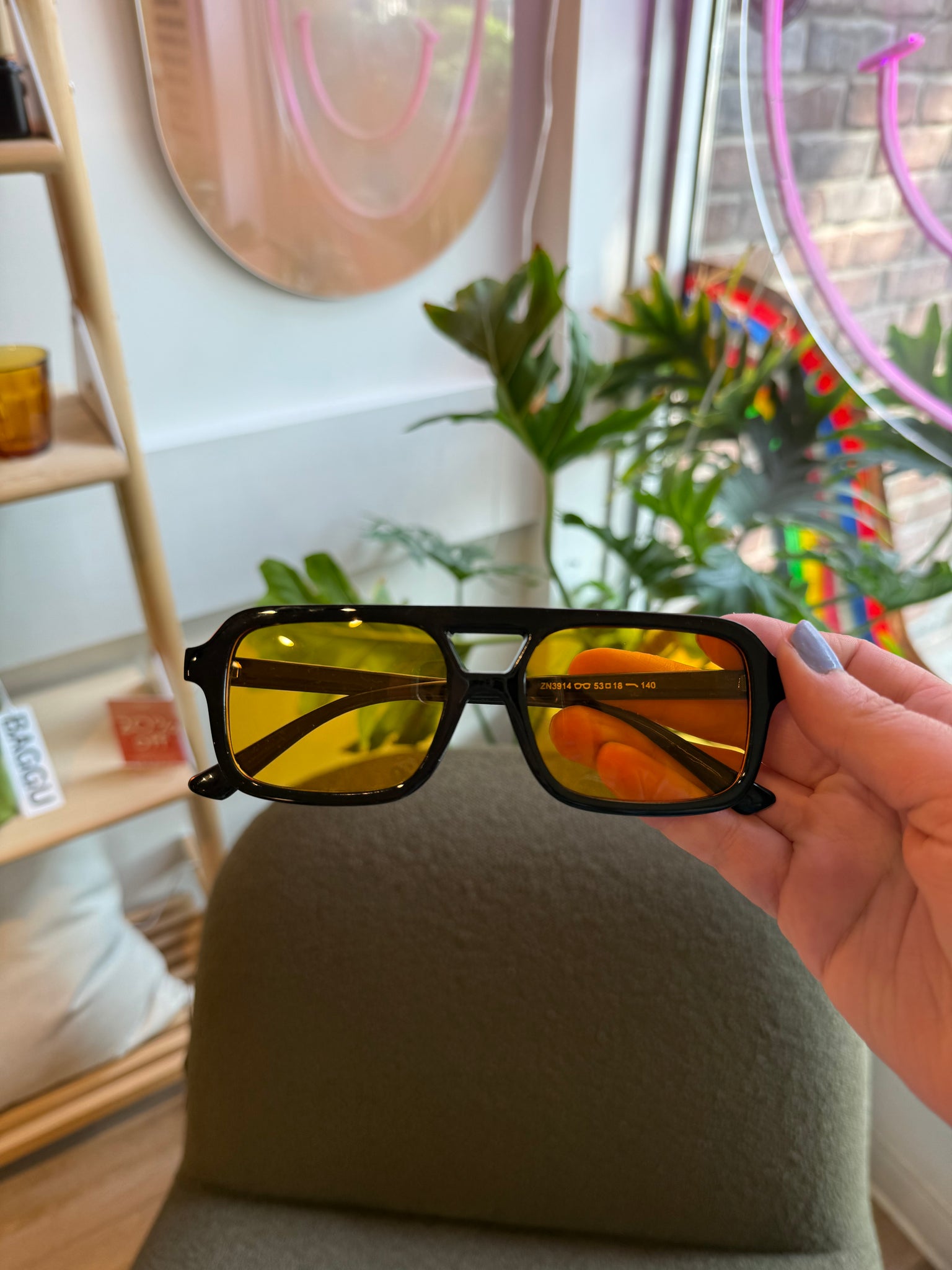 Aviator Sunglasses with Orange Lenses