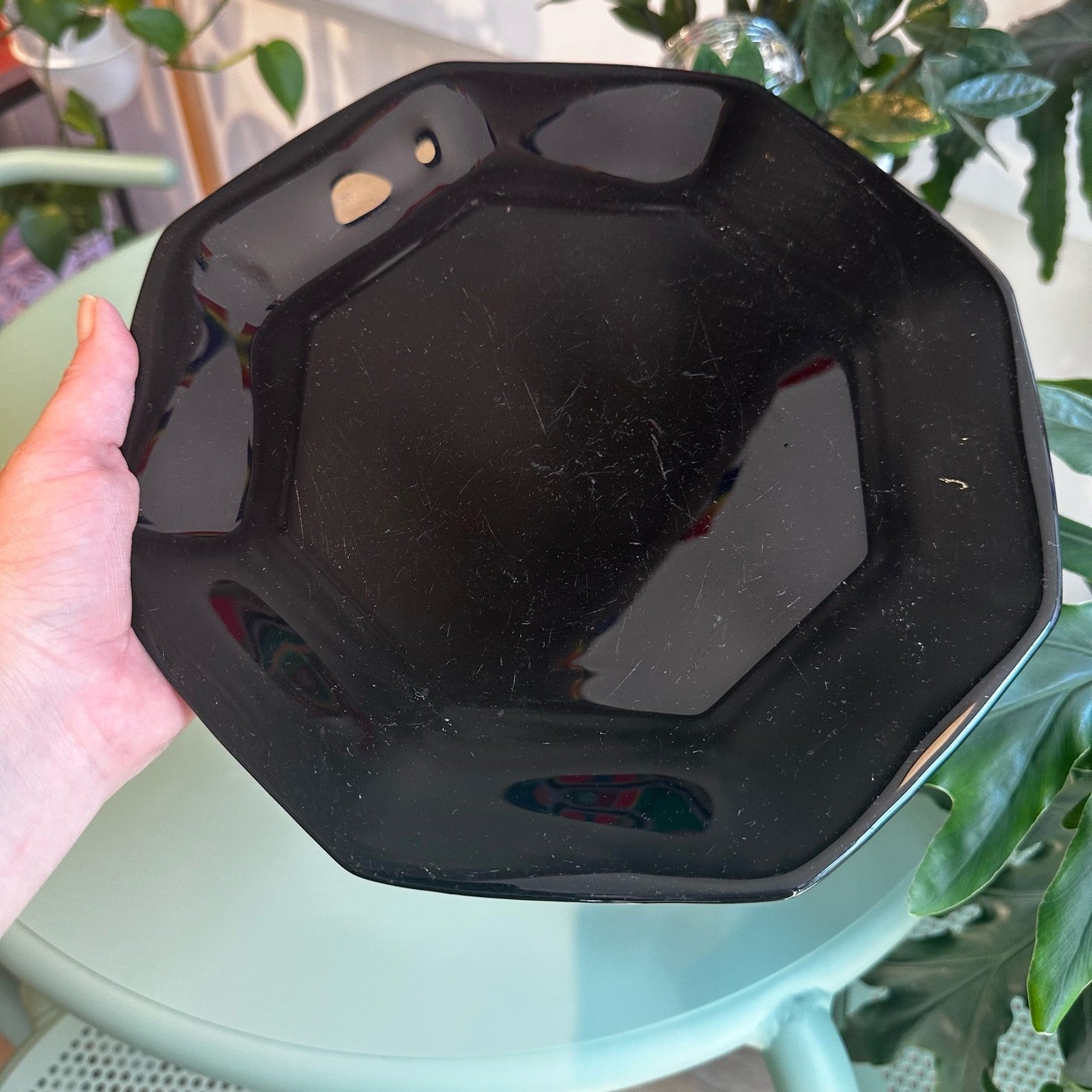 Black Arcoroc Octagonal Dessert Plates (Set of 8)