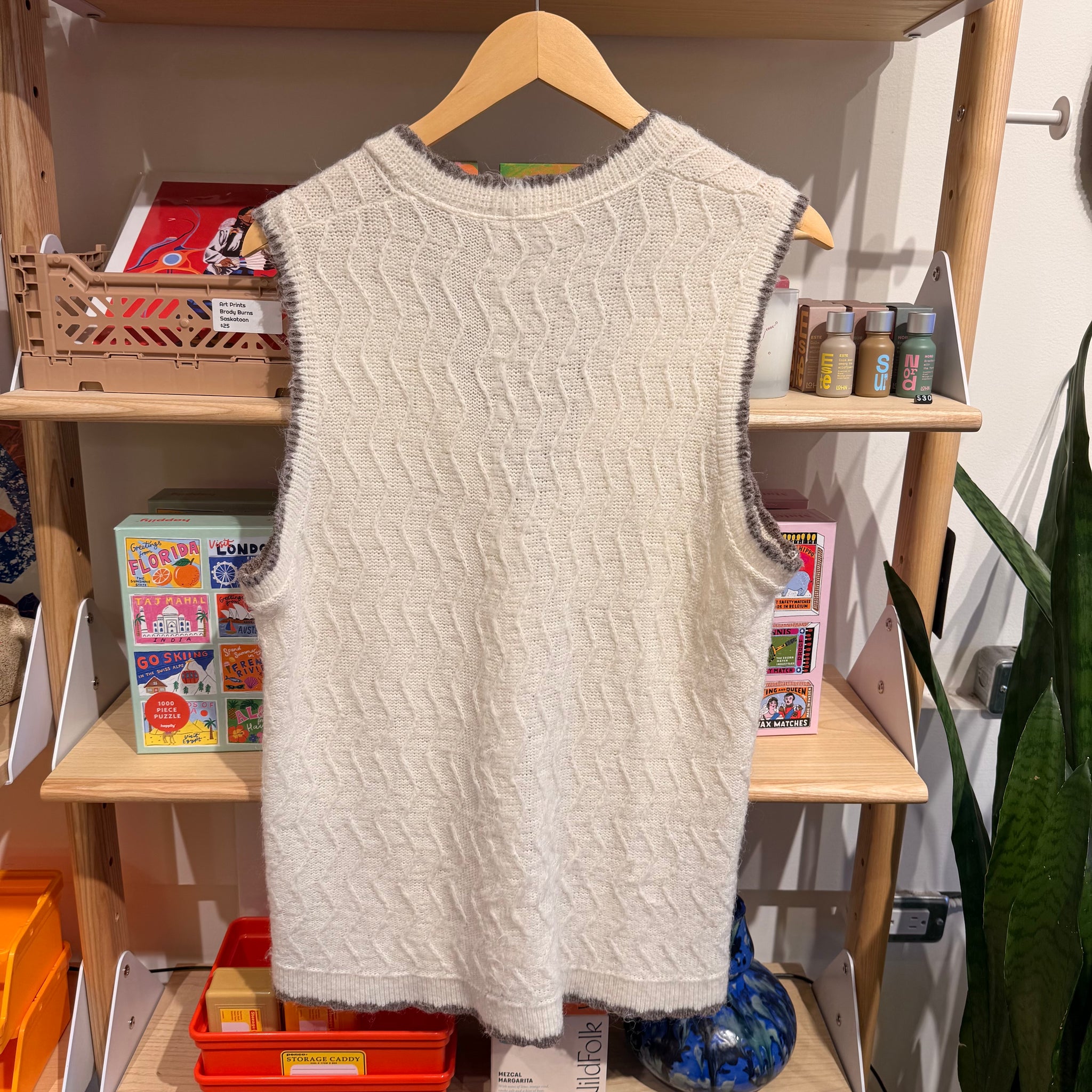 Cream Zig Zag Vest | M