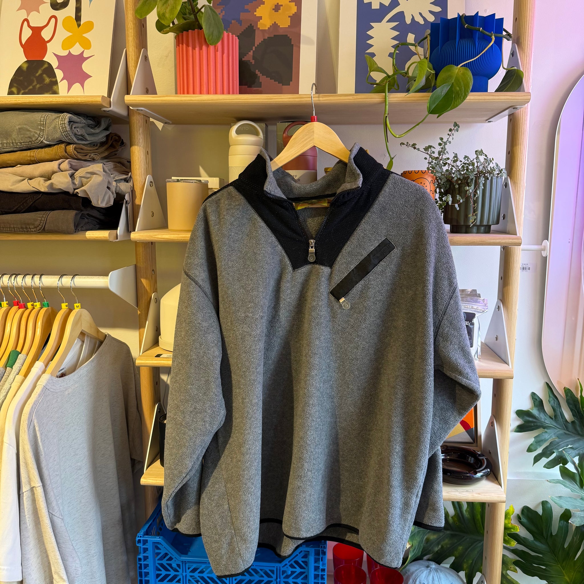 Grey and Black Fleece Jacket | L