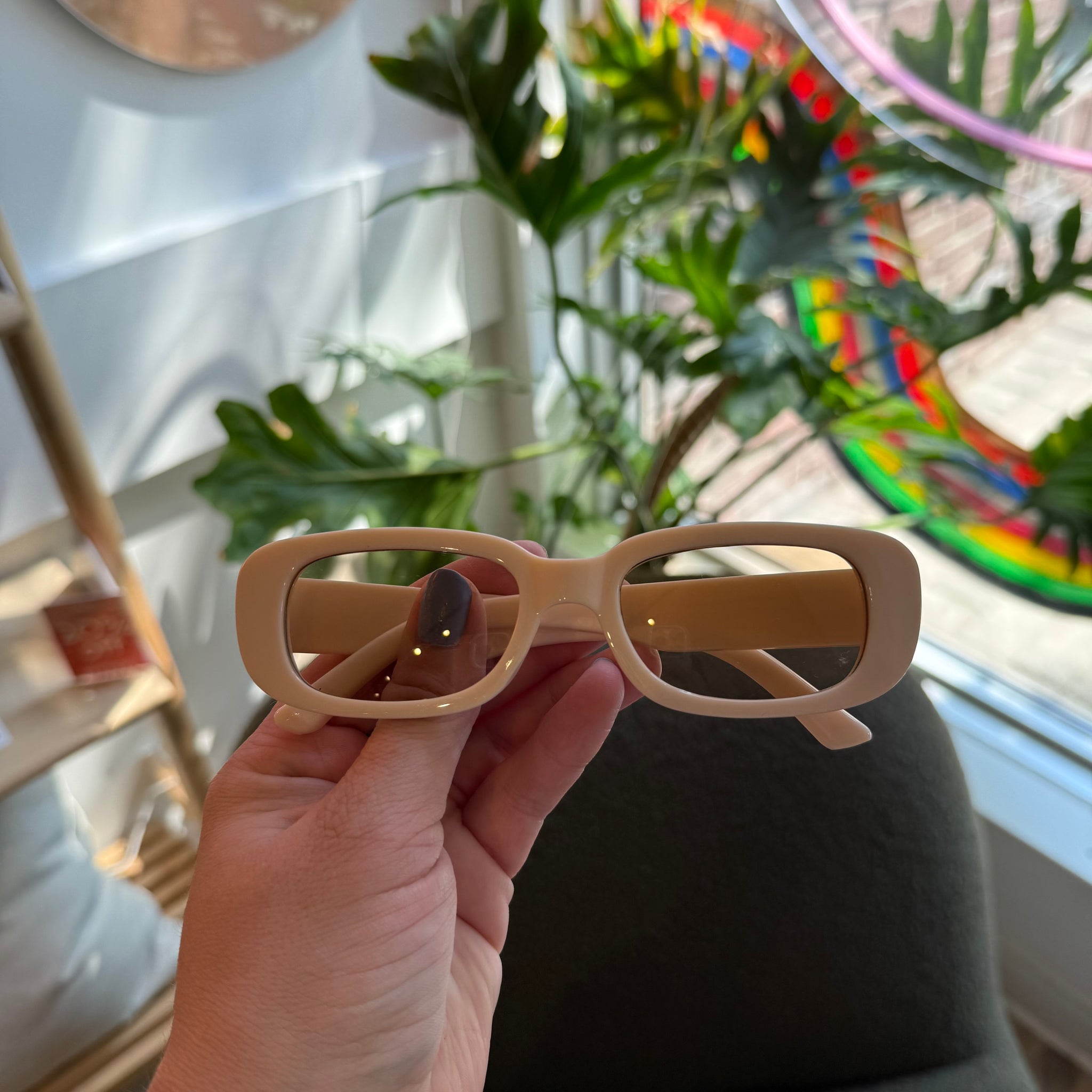 Beige Slim Sunglasses