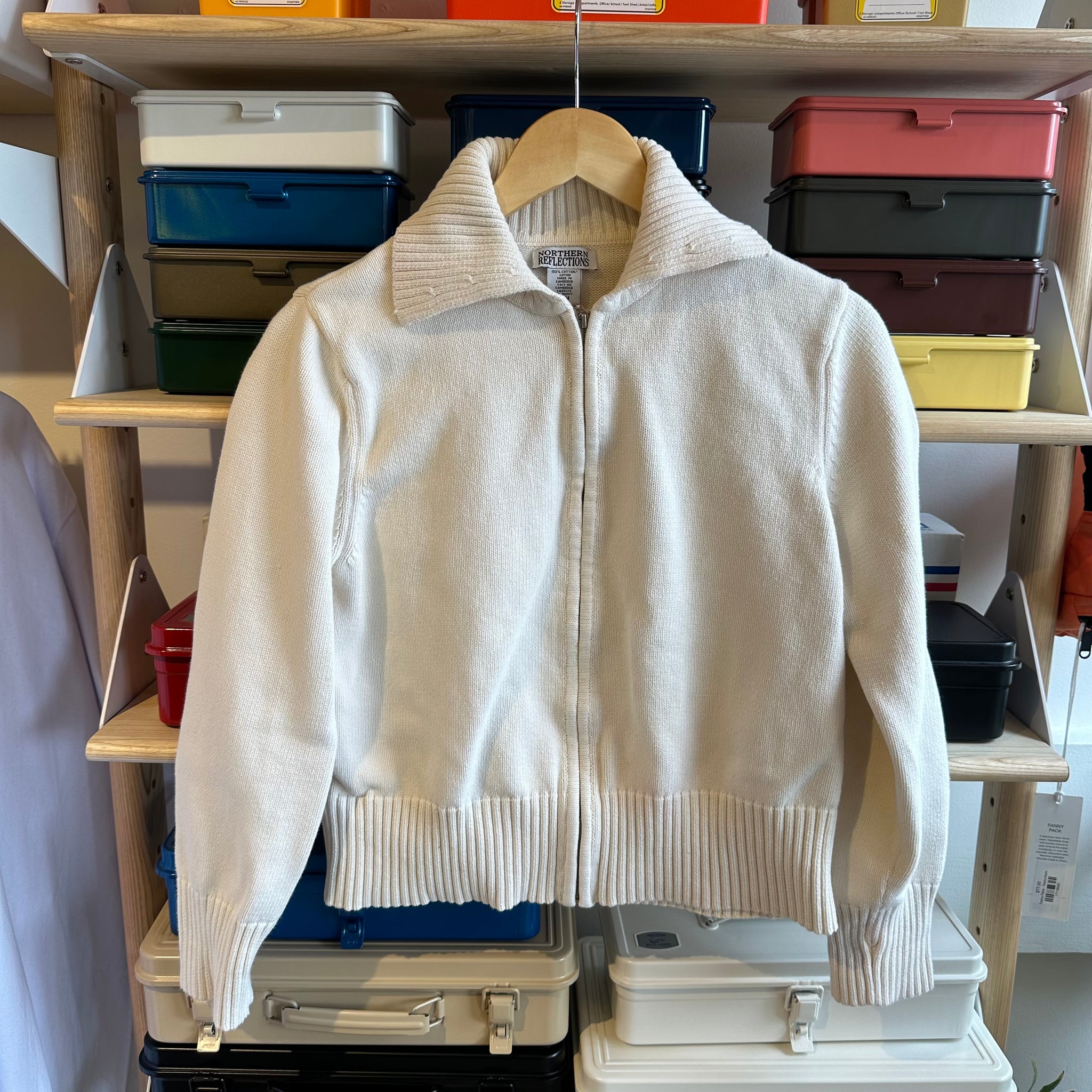 White Zip-up Sweater | S