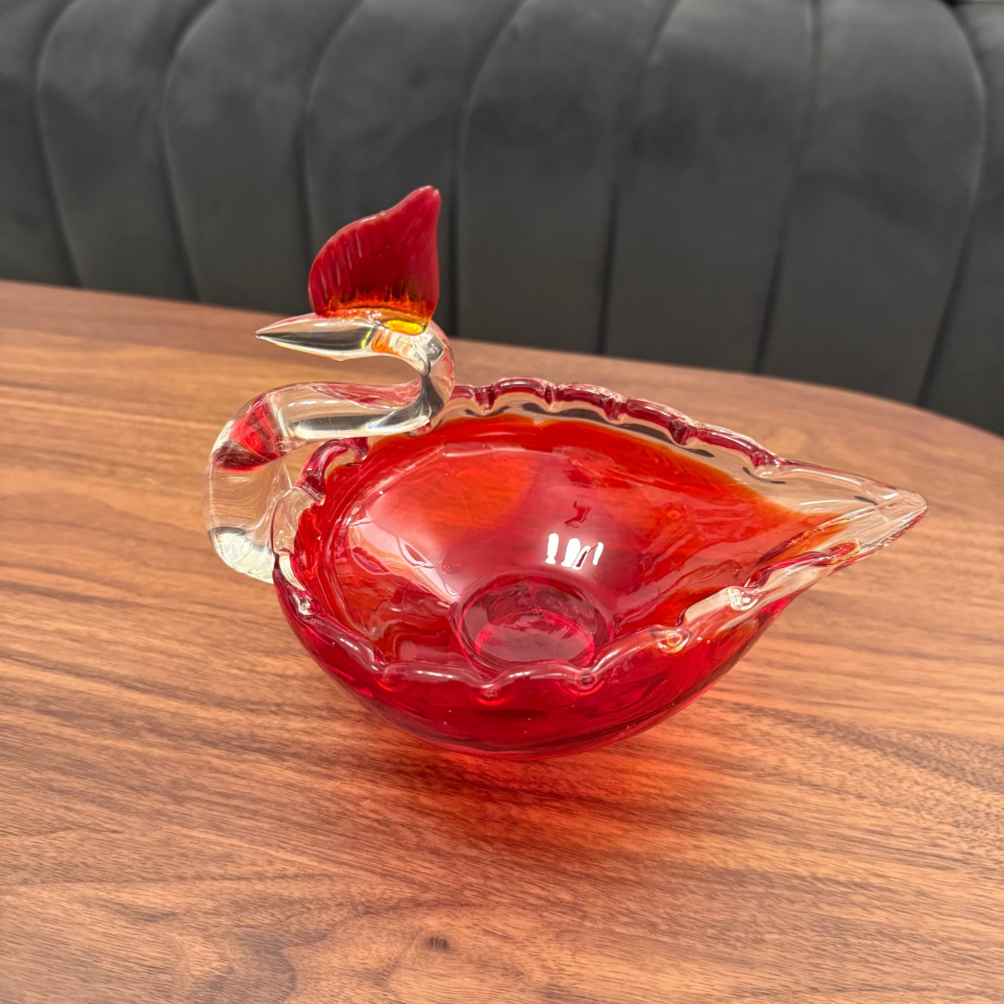 Red Swan Art Glass Bowl
