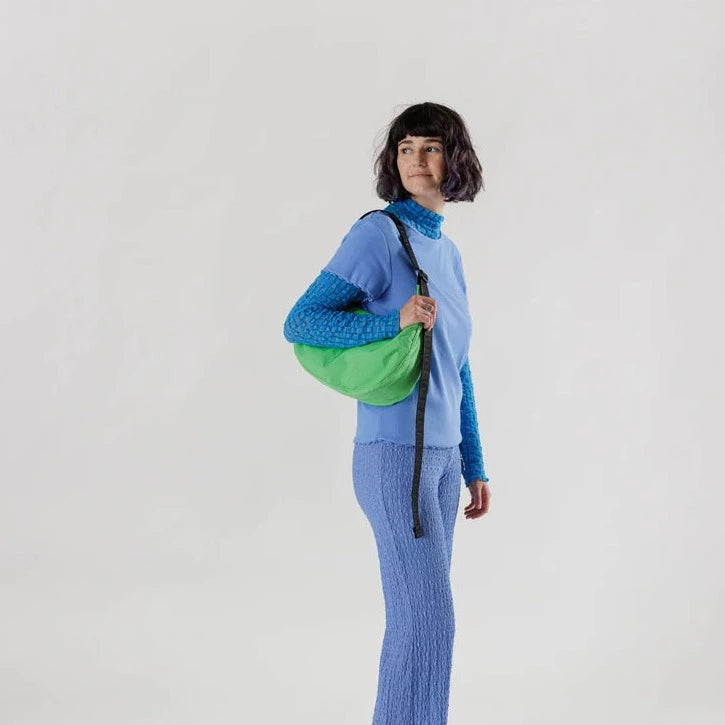 Medium Nylon Crescent Bag - Aloe