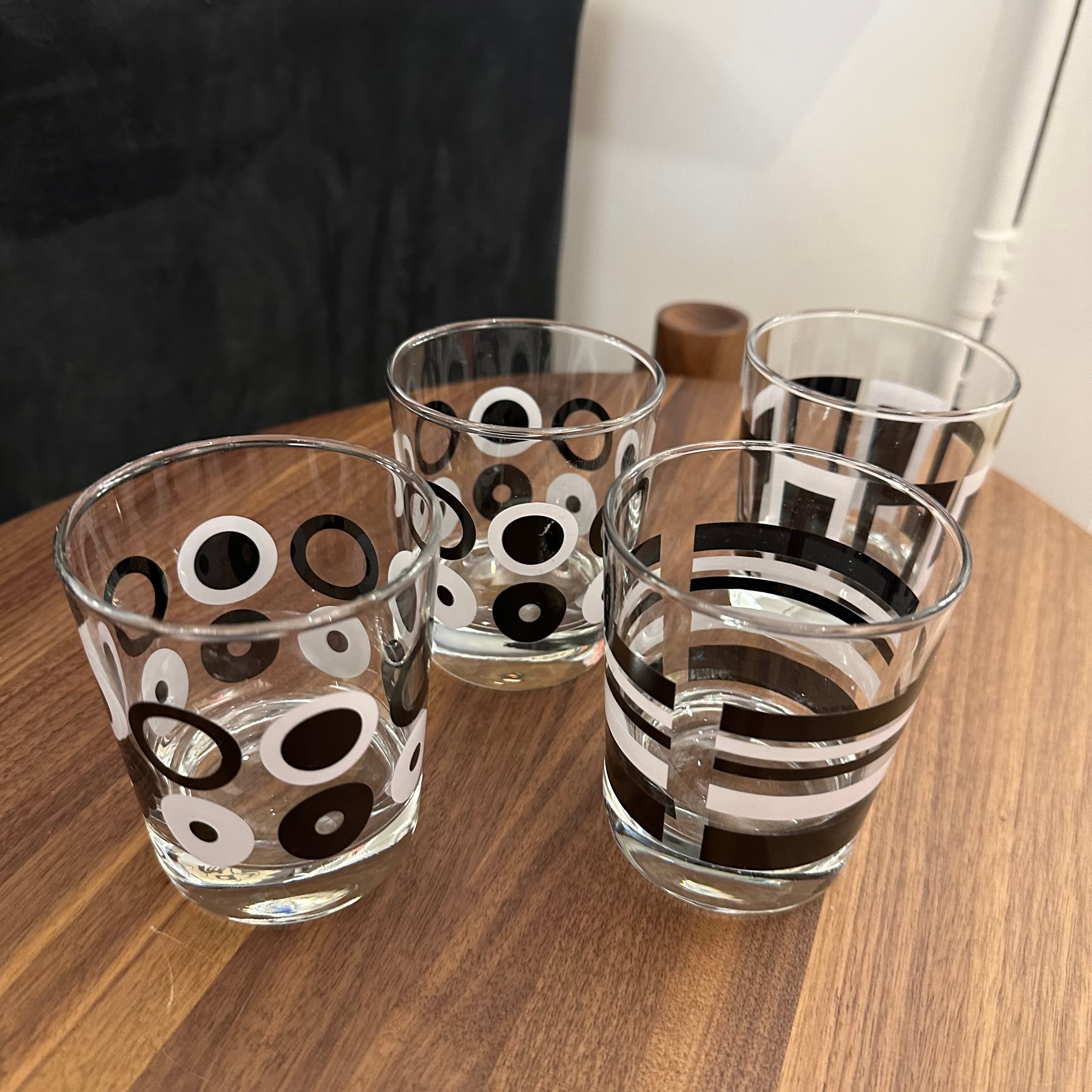 Mid Mod Geometric Glasses | Set of 4