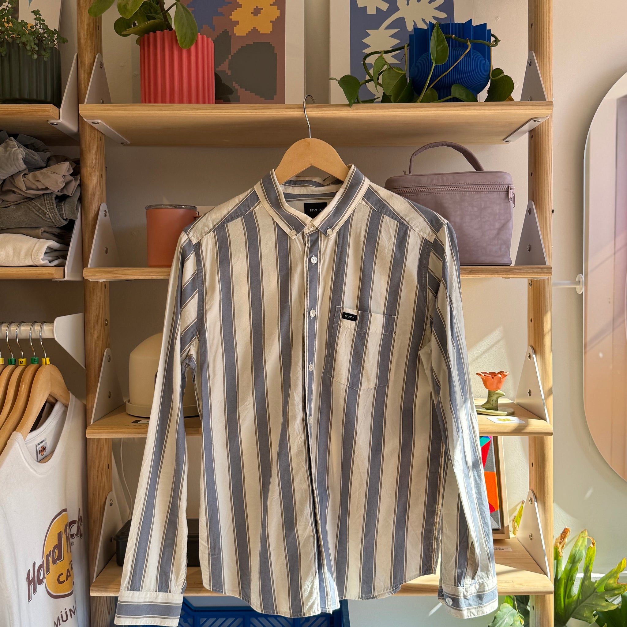 Striped Blue Button Up | S