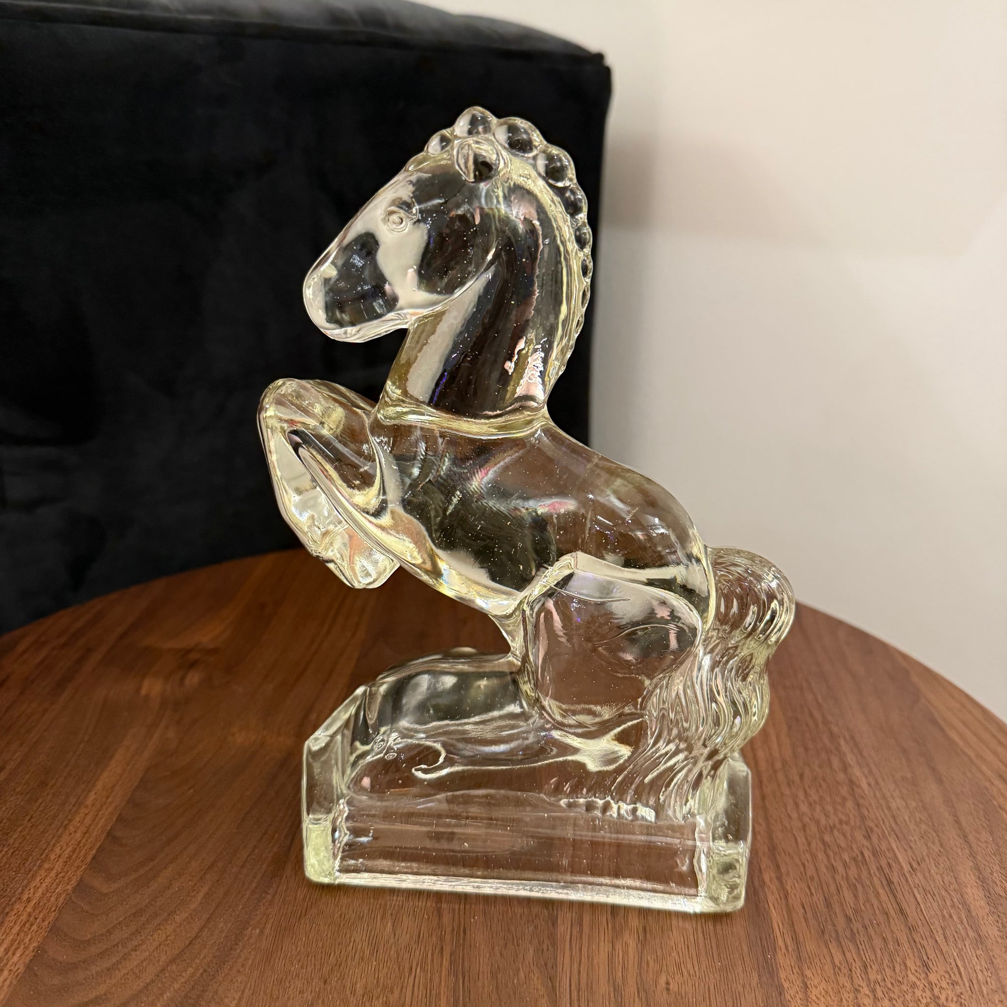 L.E. Smith Glass Rearing Horse Bookend
