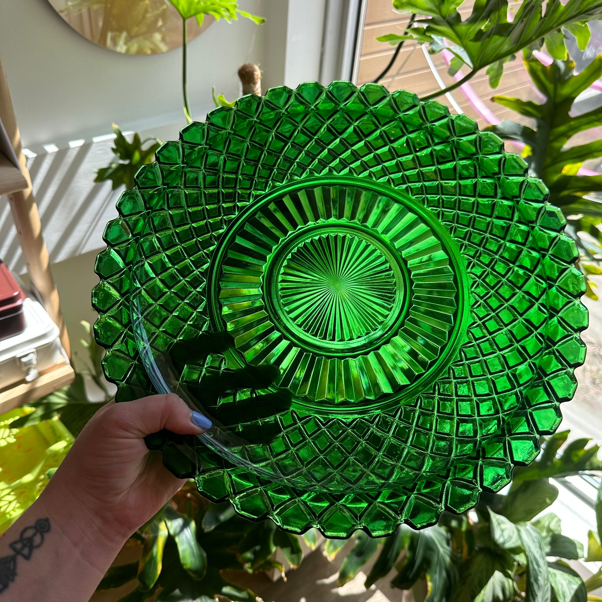 Green Glass Platter