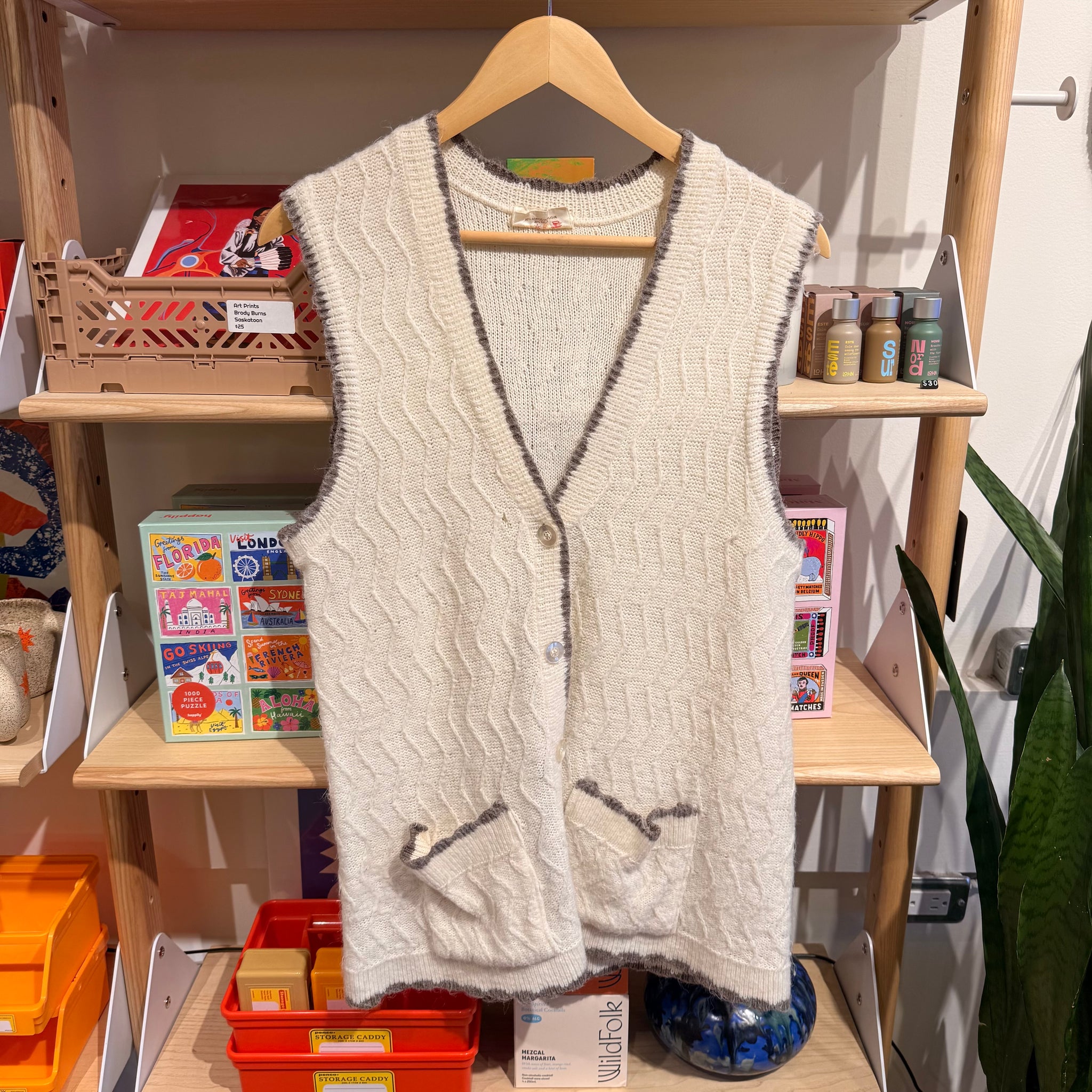 Cream Zig Zag Vest | M