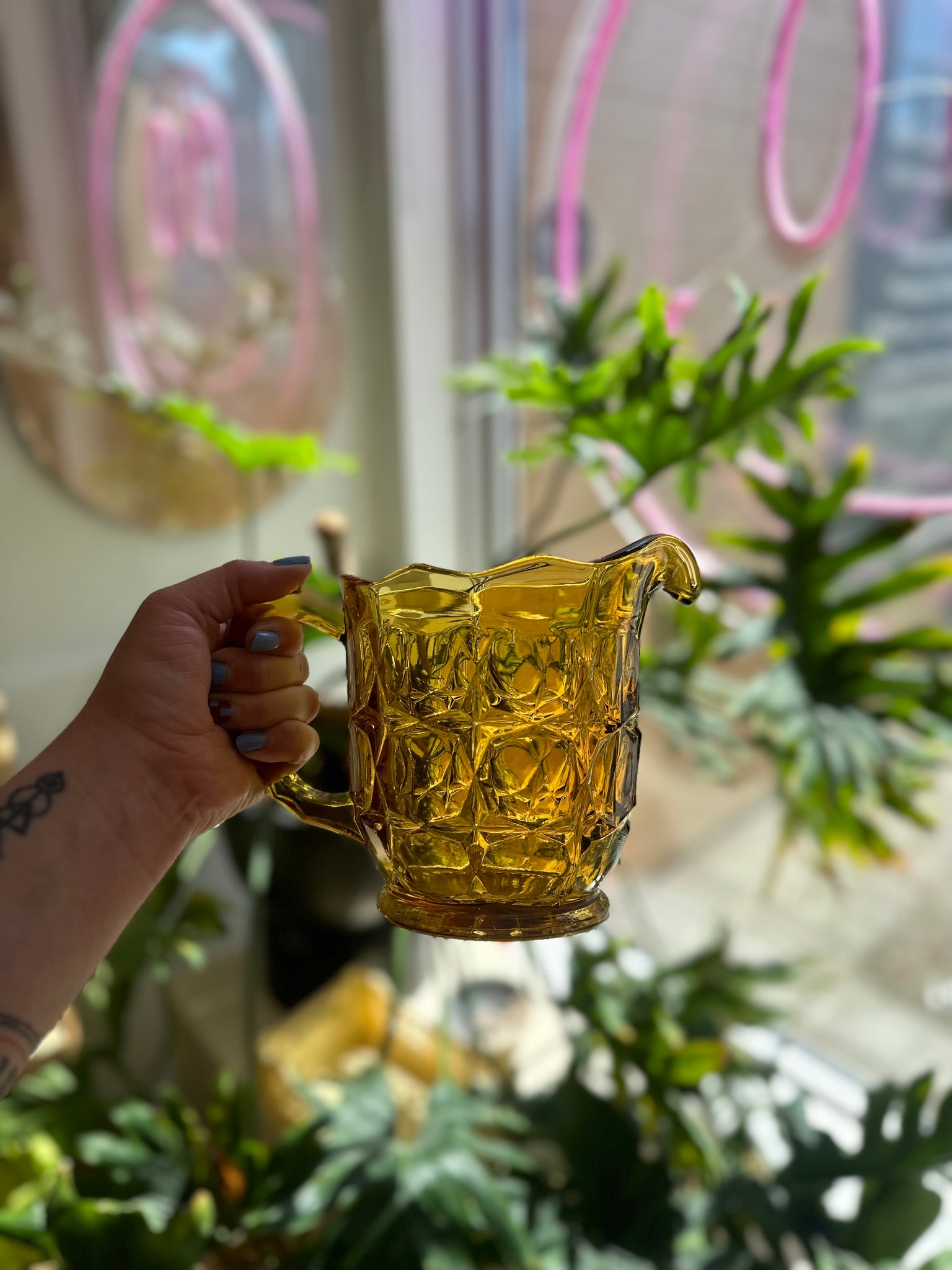 Amber Glass Pitcher