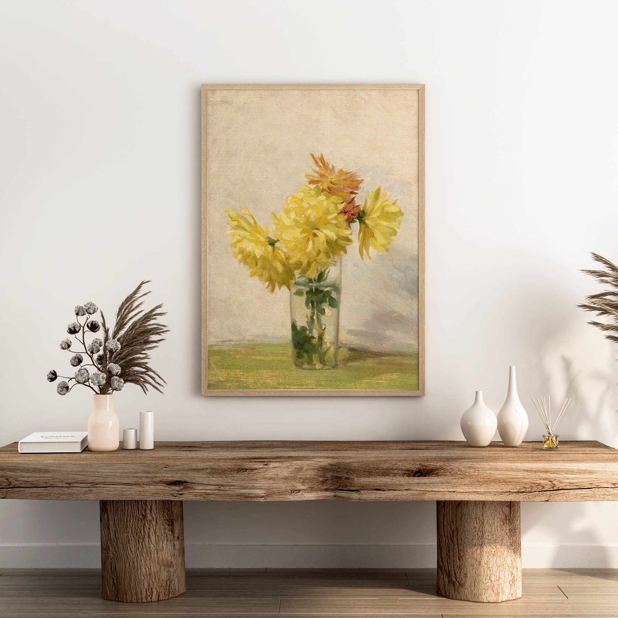 Bouquet of Yellow Flowers in Vase | Vintage Repro
