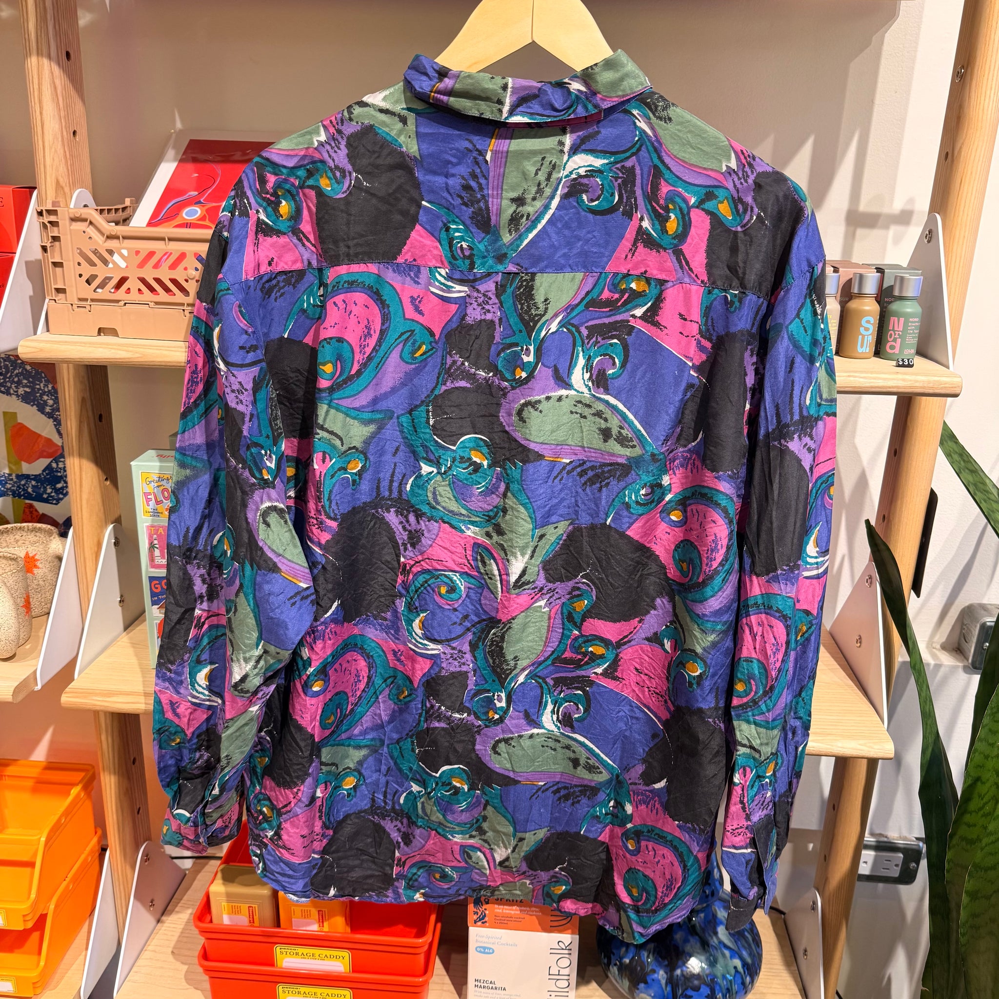 Silk Abstract Button Up | M