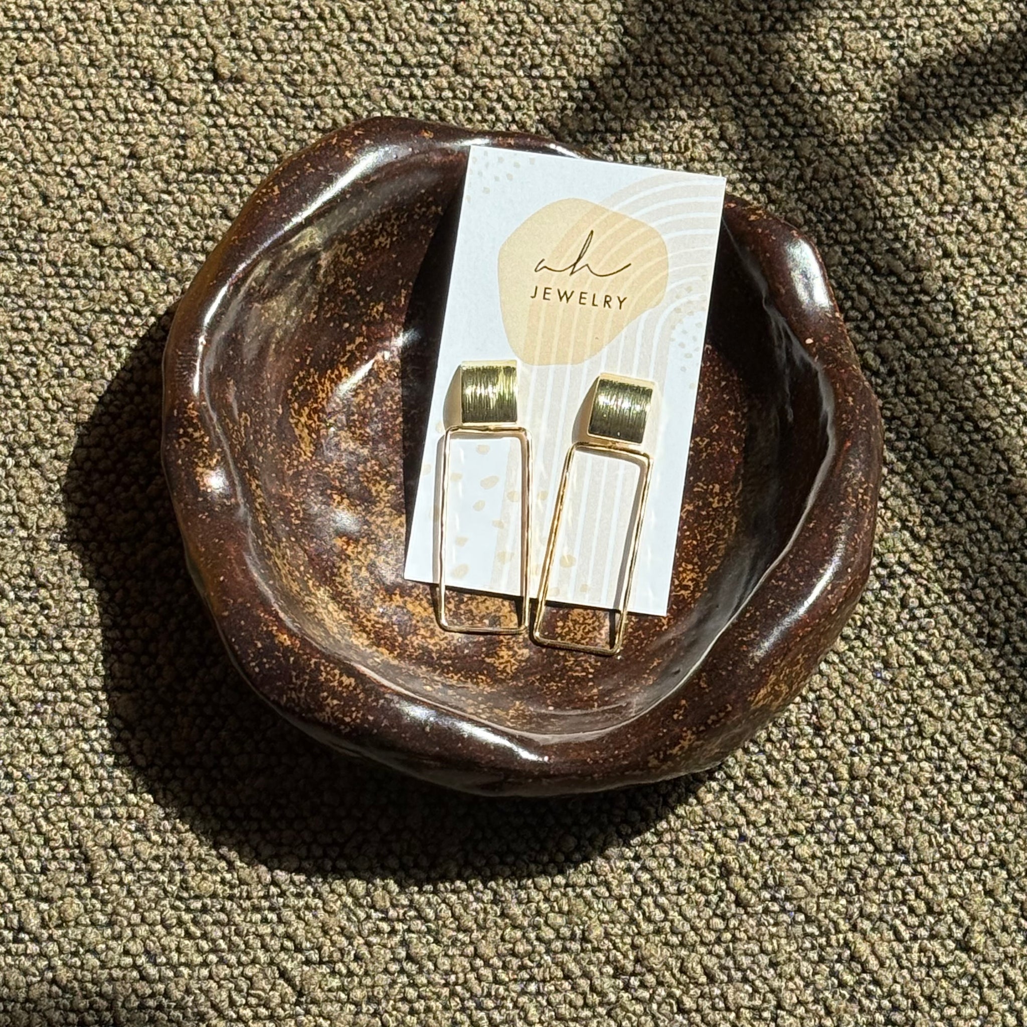 Gold Rectangular Earrings | AH Designs