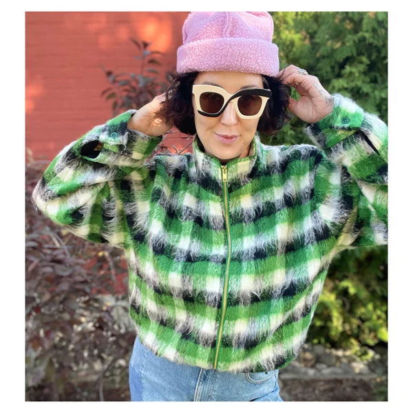 Cropped Jacket - Green Plaid