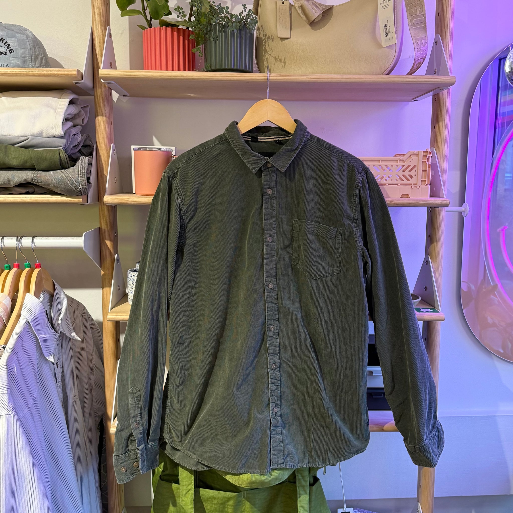 Green Cord Button Up | L
