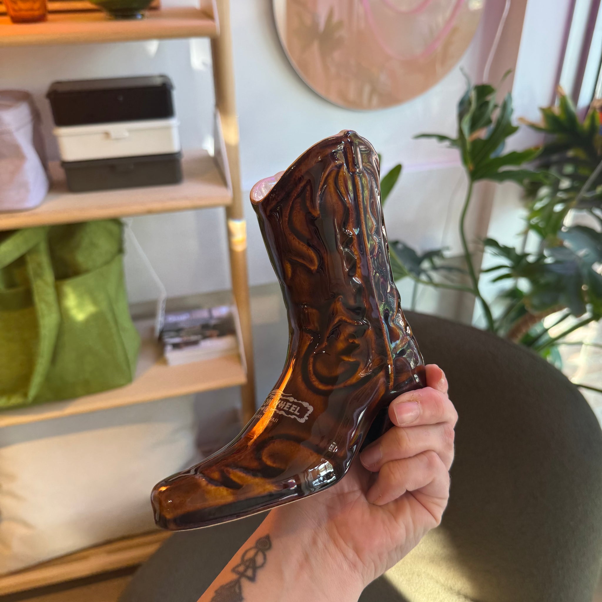 Vintage Cowboy Boot Vase