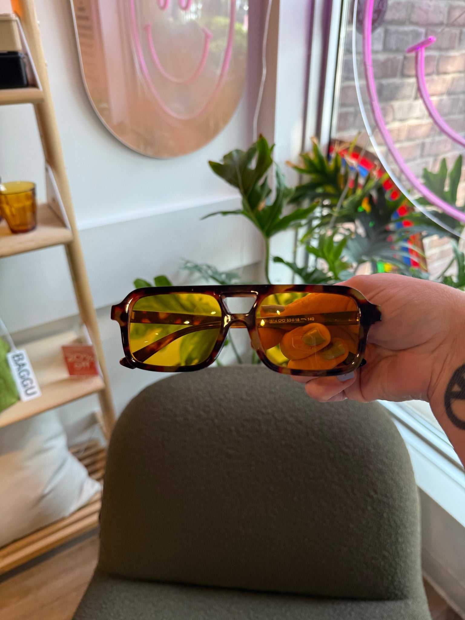 Tortoise Shell Aviator Sunglasses with Orange Lenses