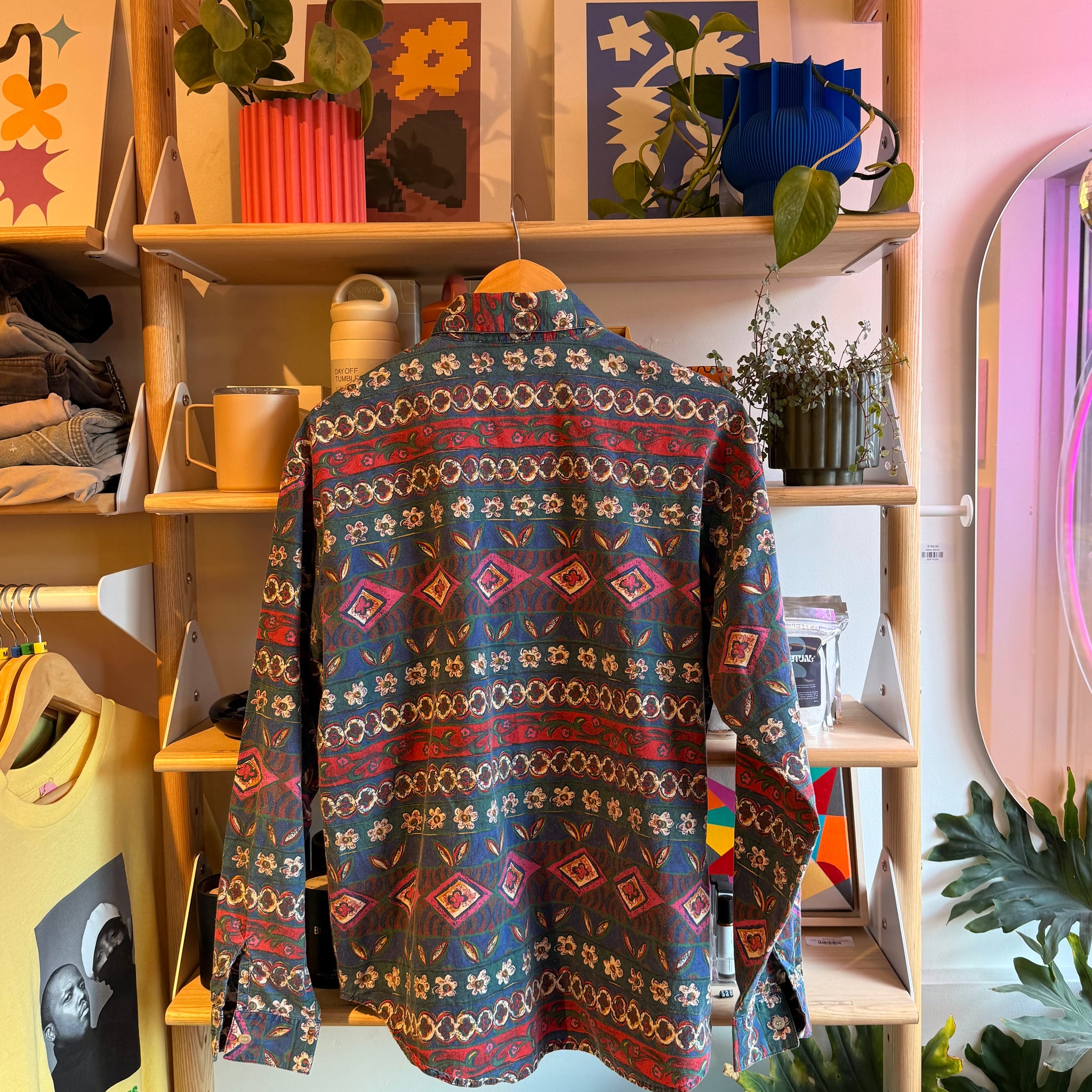 Floral Striped Button Up | M
