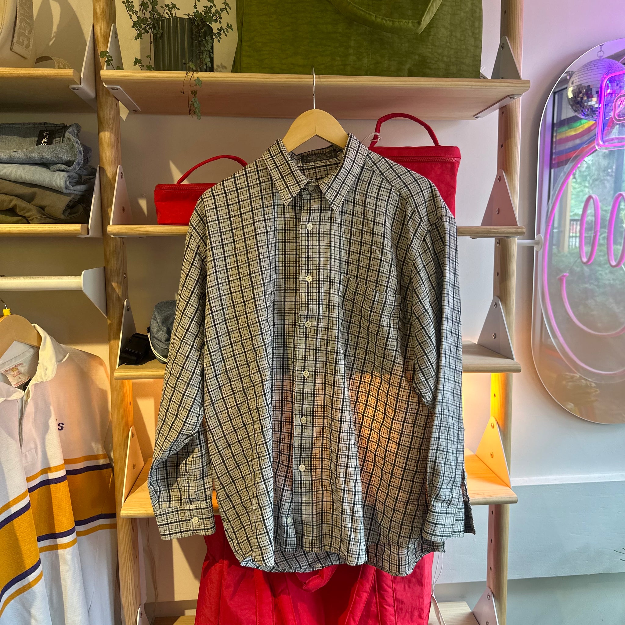 Grey Plaid Button Up | L