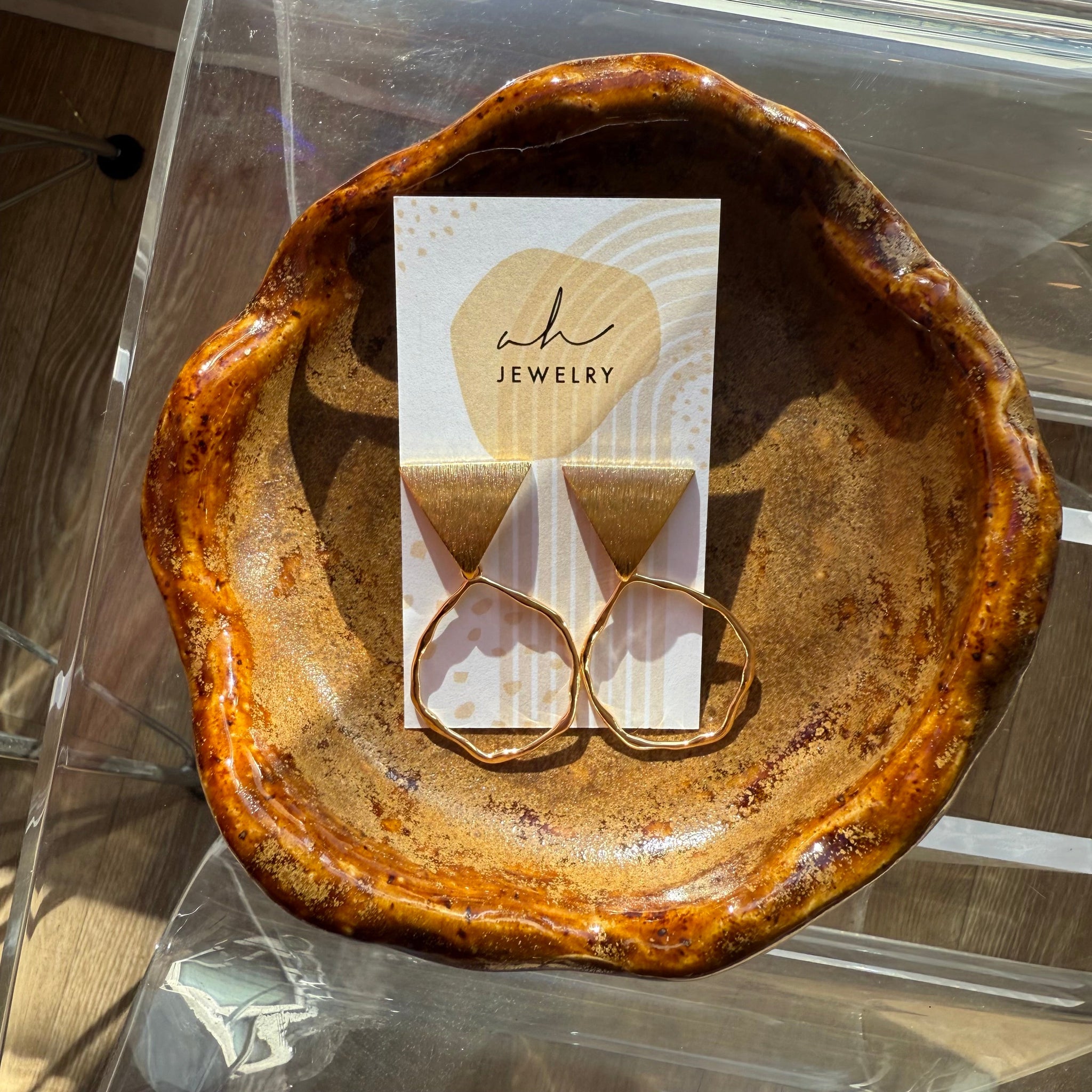 Wavy Circle with Triangle Earrings | AH Designs