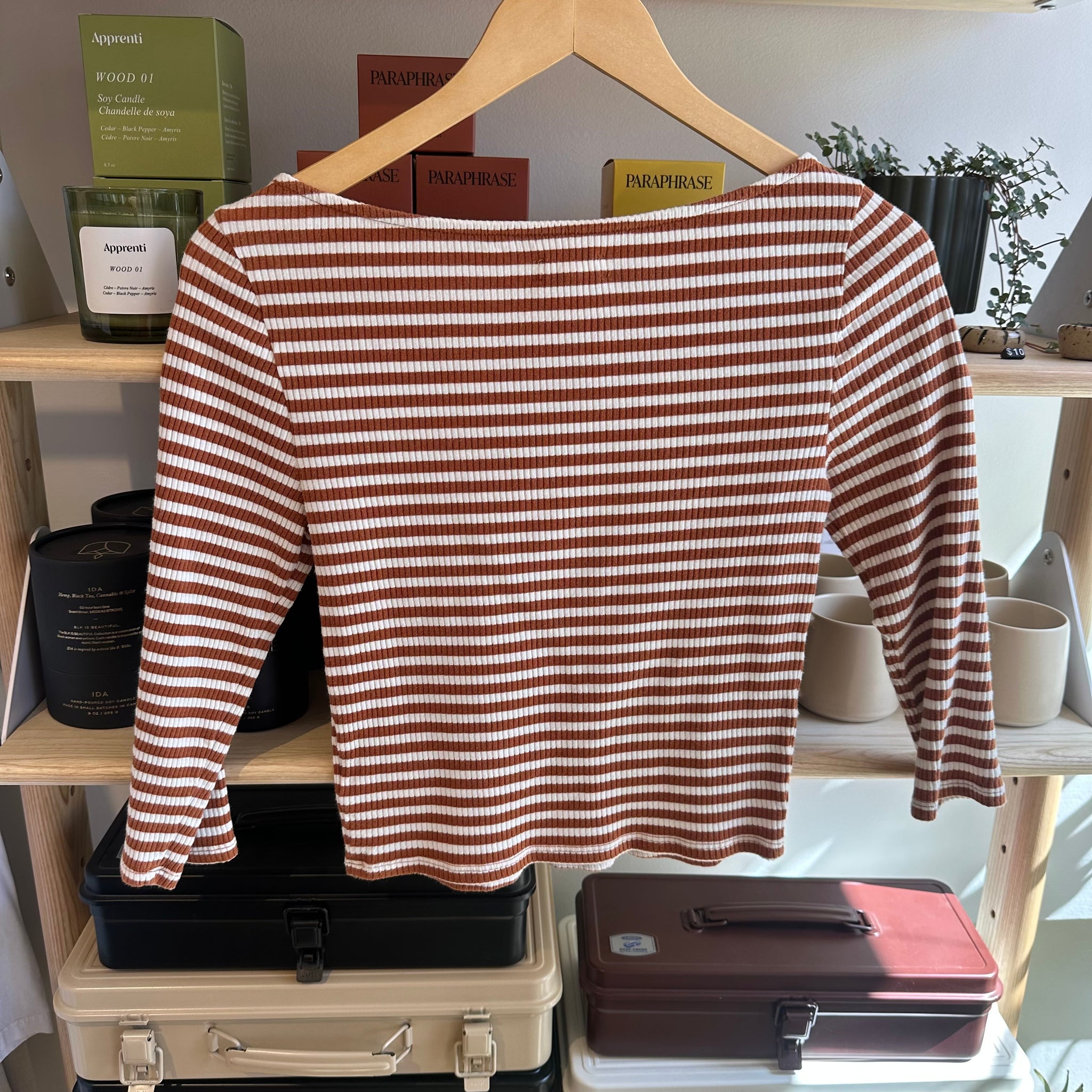 Ochre Striped Long Sleeve Tee | XS