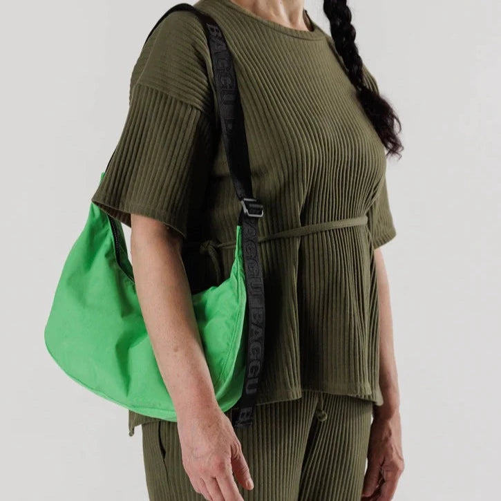 Medium Nylon Crescent Bag - Aloe