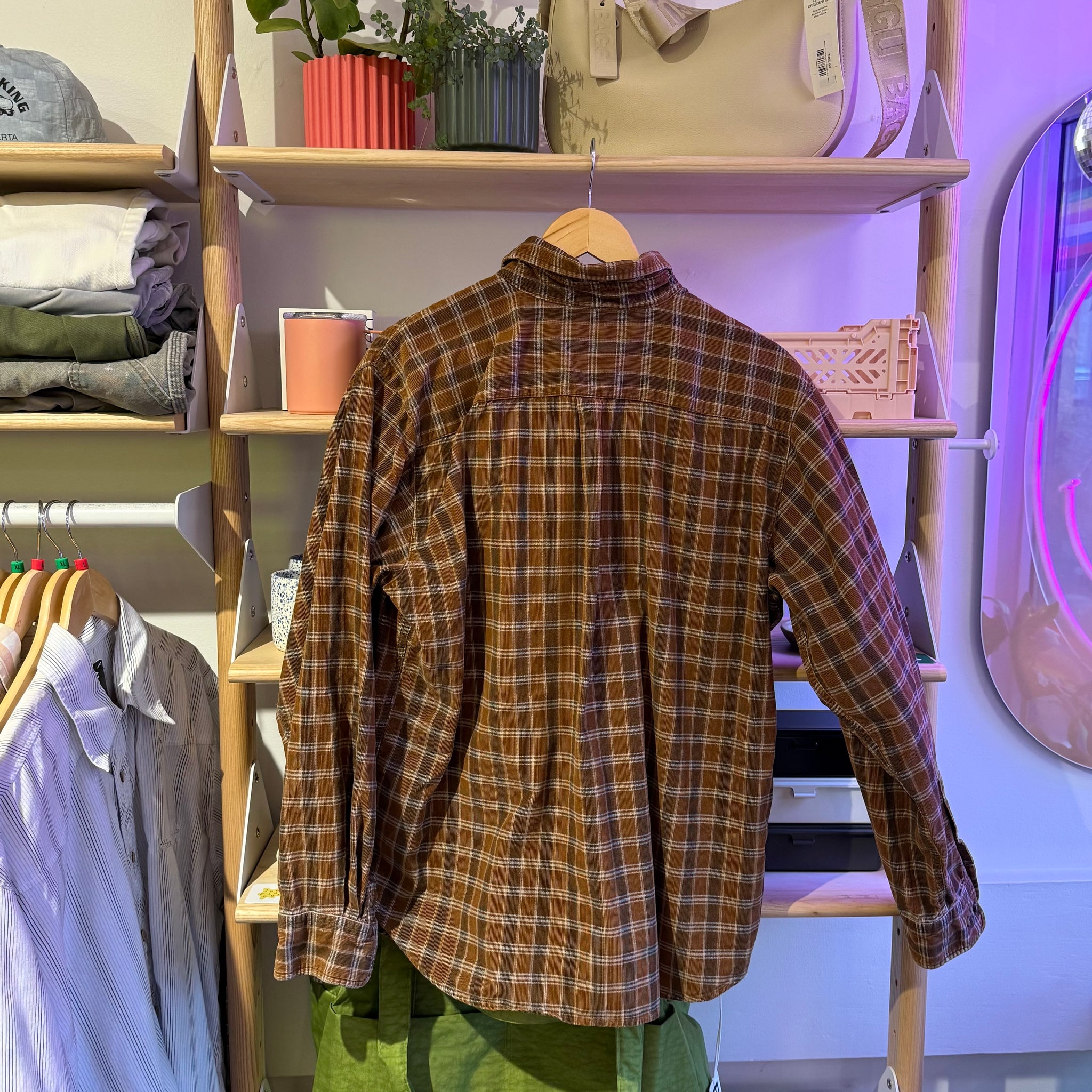 Tan Plaid Button Up | L