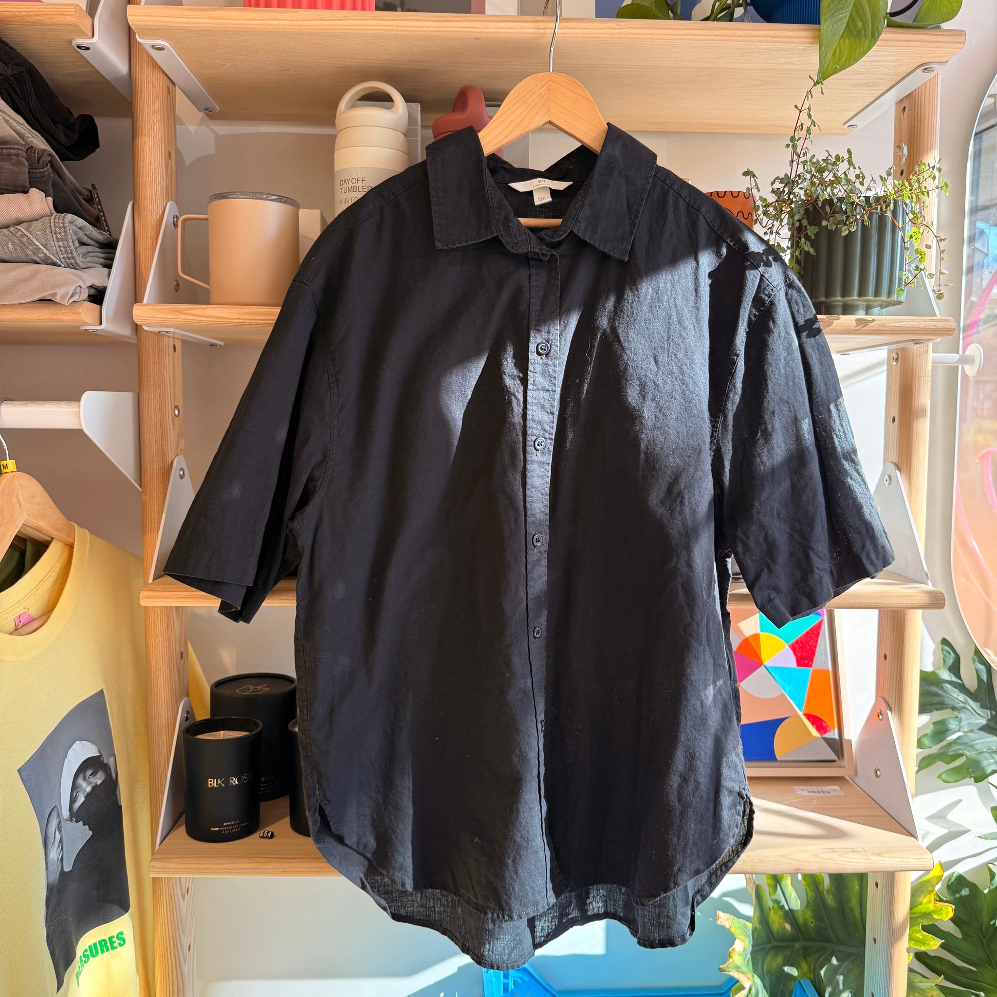 Linen Blend Button Up | S