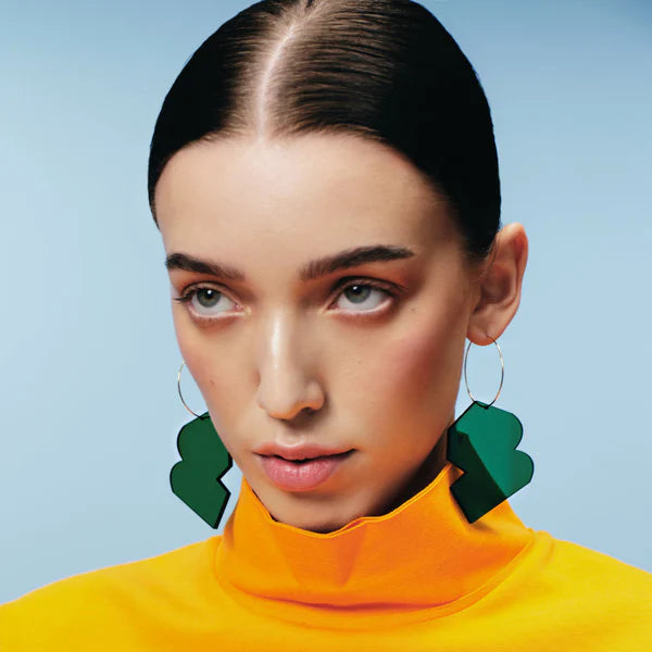 Artist Hoop Earrings - Emerald with Silver | Combinist Goods