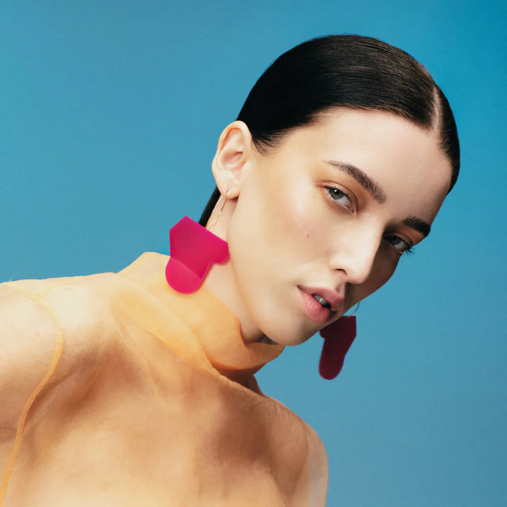 Artist Hoop Earrings - Fuchsia with Gold | Combinist Goods